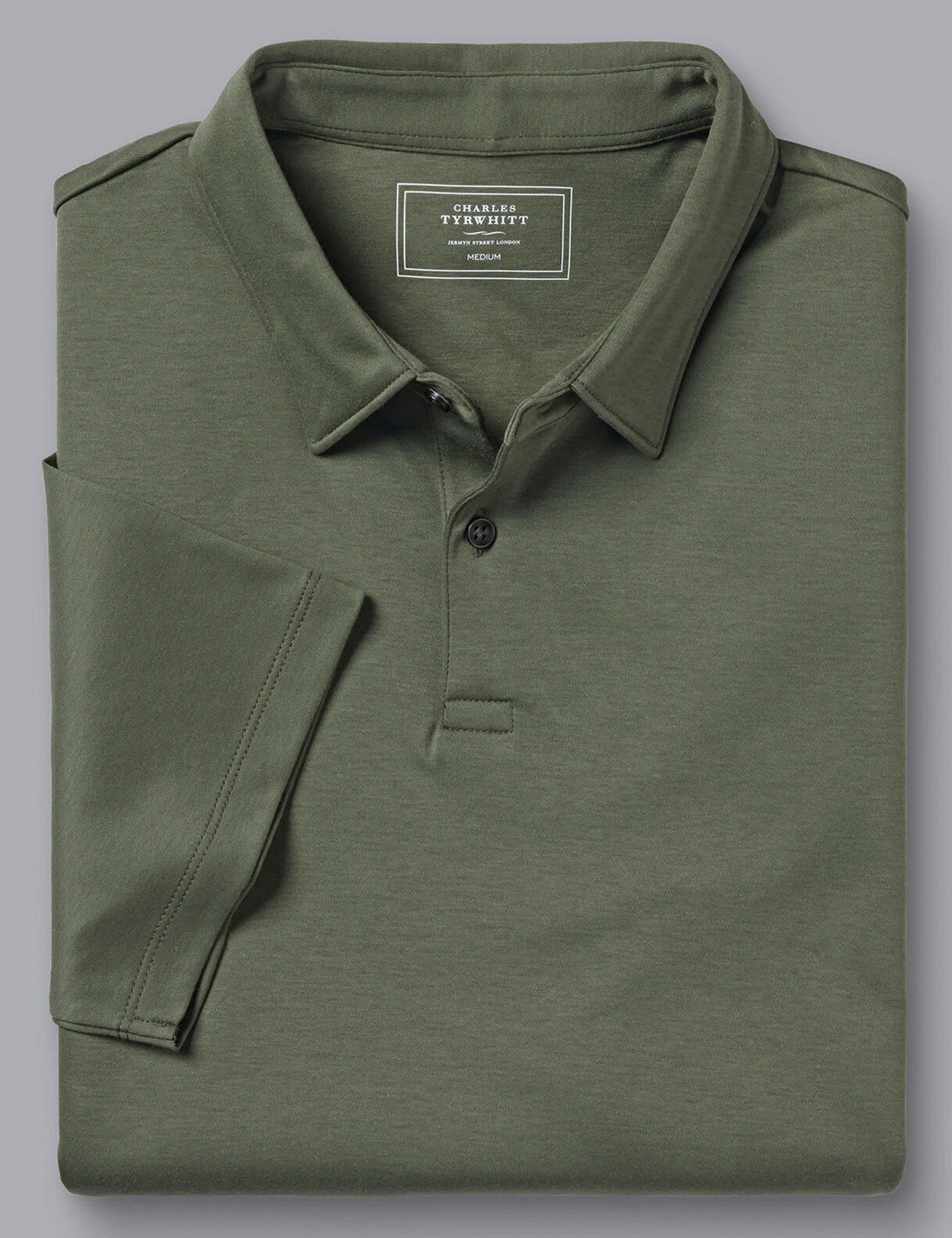 Charles Tyrwhitt Men's Pure Cotton Jersey Polo Shirt - XL - Green, Green