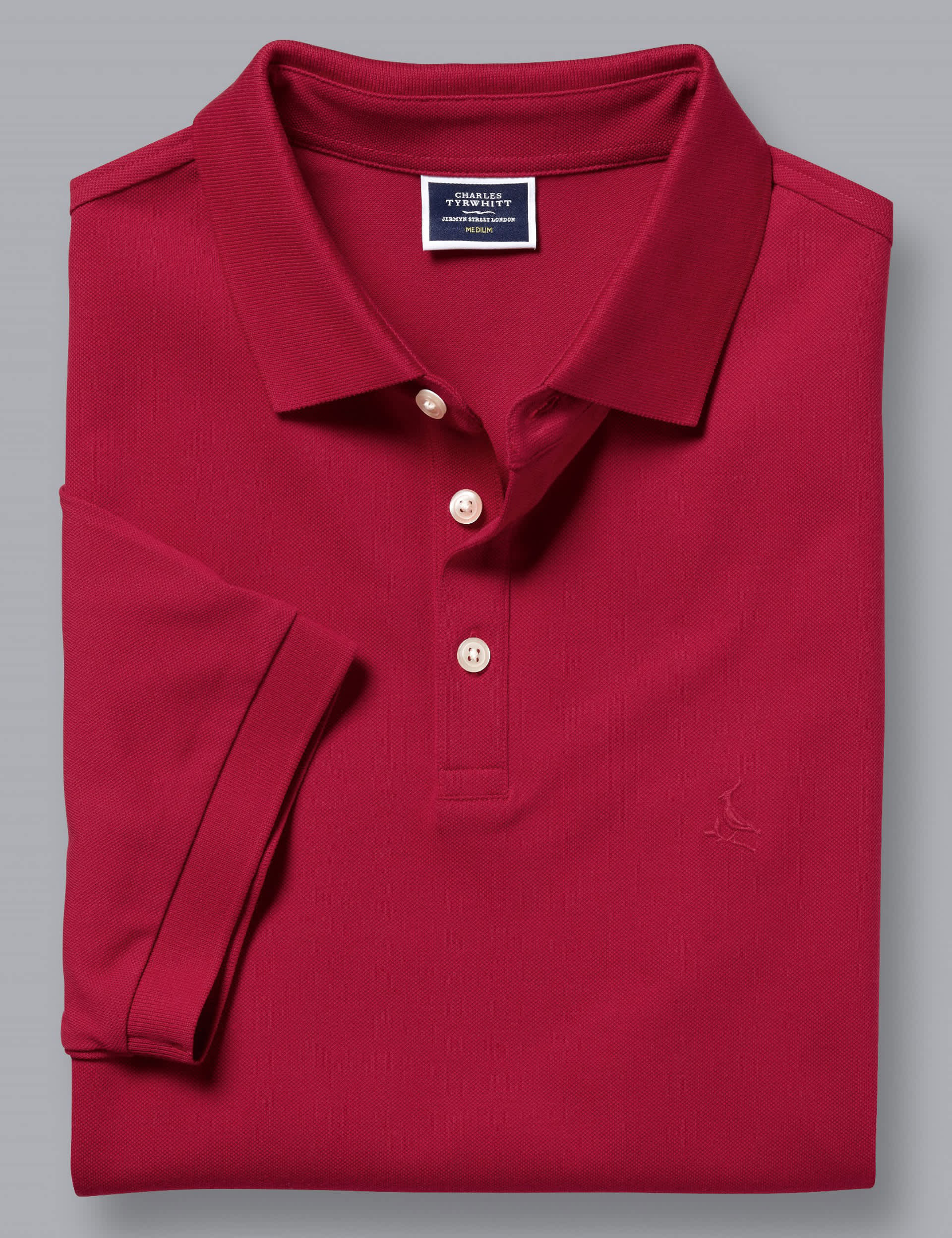 Charles Tyrwhitt Men's Cotton Rich Pique Polo Shirt - Red, Red