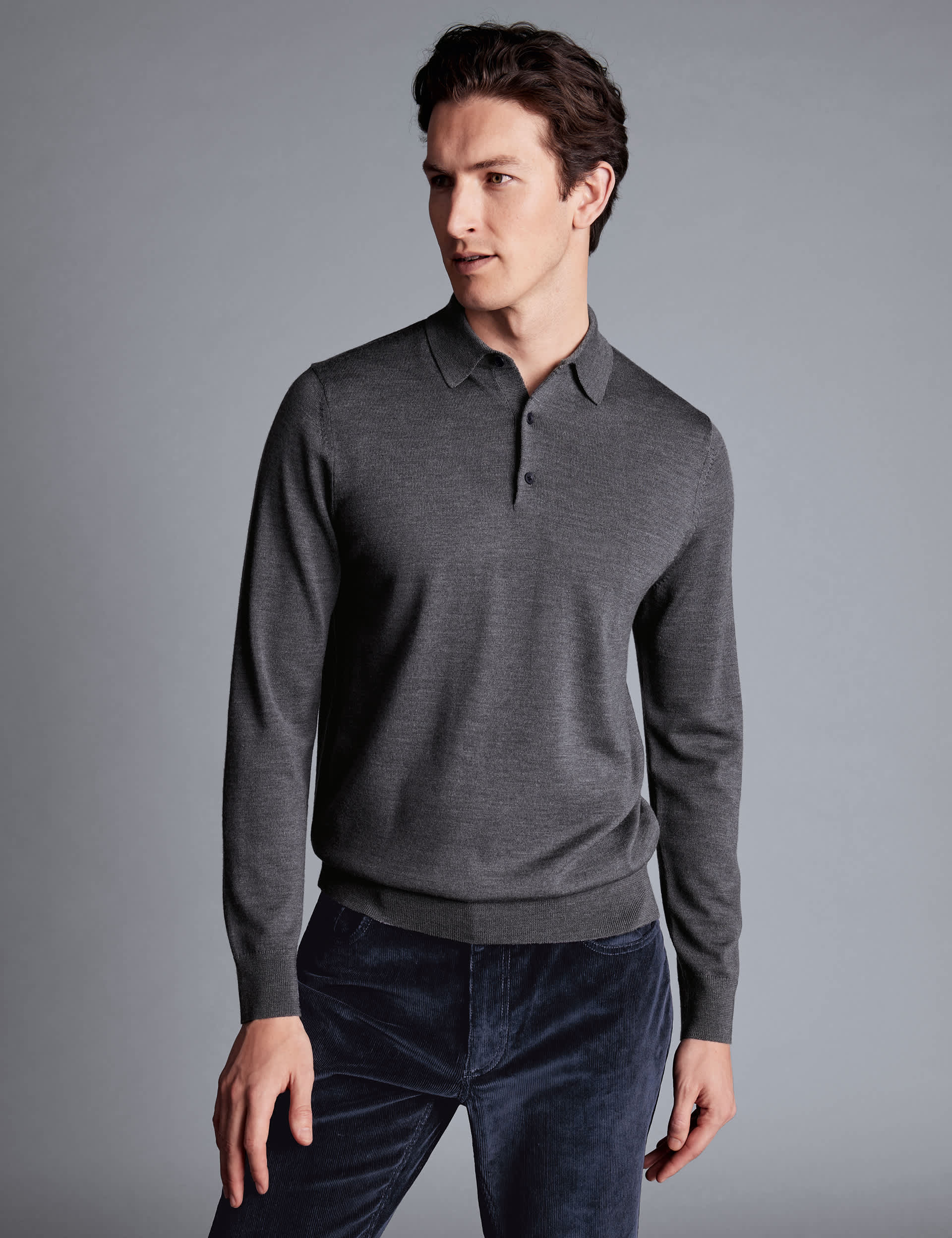 Charles Tyrwhitt Men's Pure Merino Wool Knitted Polo Shirt