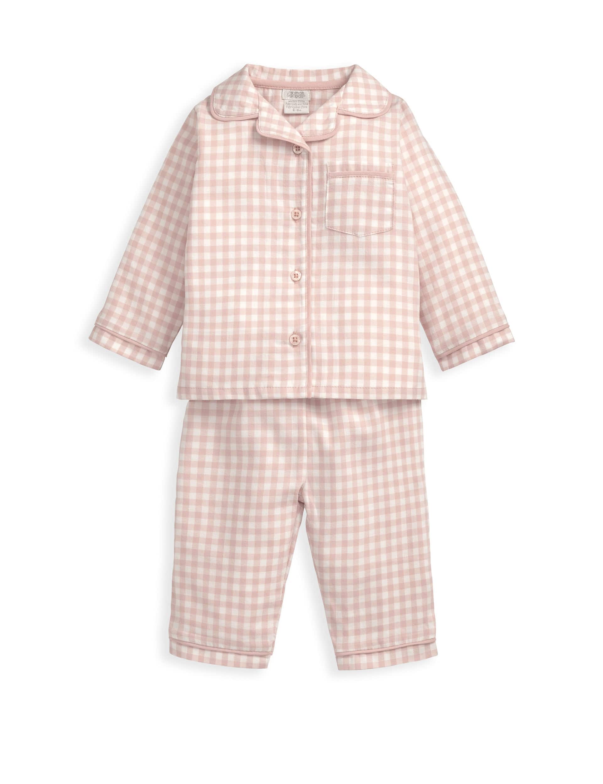 Mamas & Papas Girls Pink Check Woven Pyjamas (6 Mths-3 yrs)