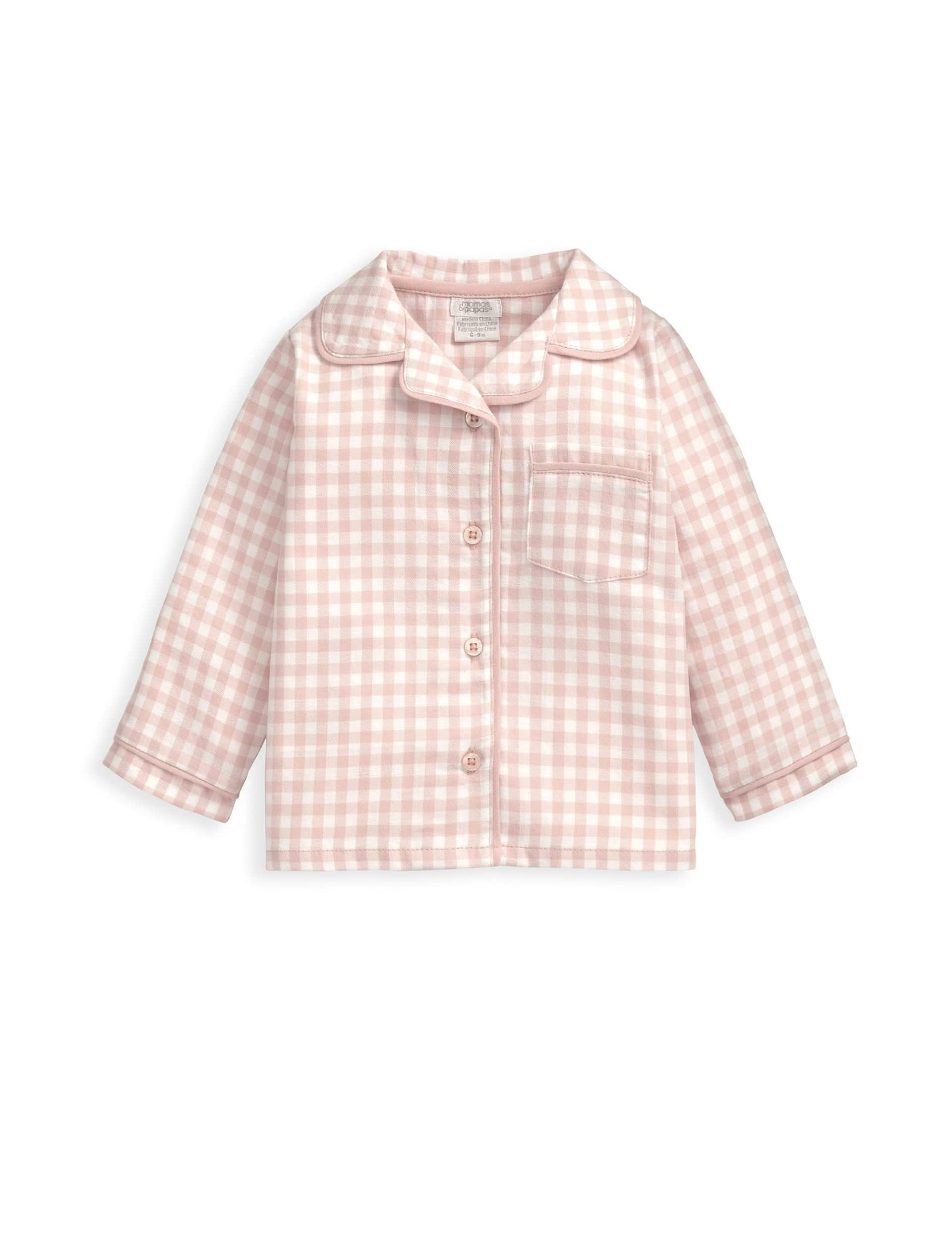 Mamas & Papas Girls Pink Check Woven Pyjamas (6 Mths-3 yrs) - 2-3 Y, Pink