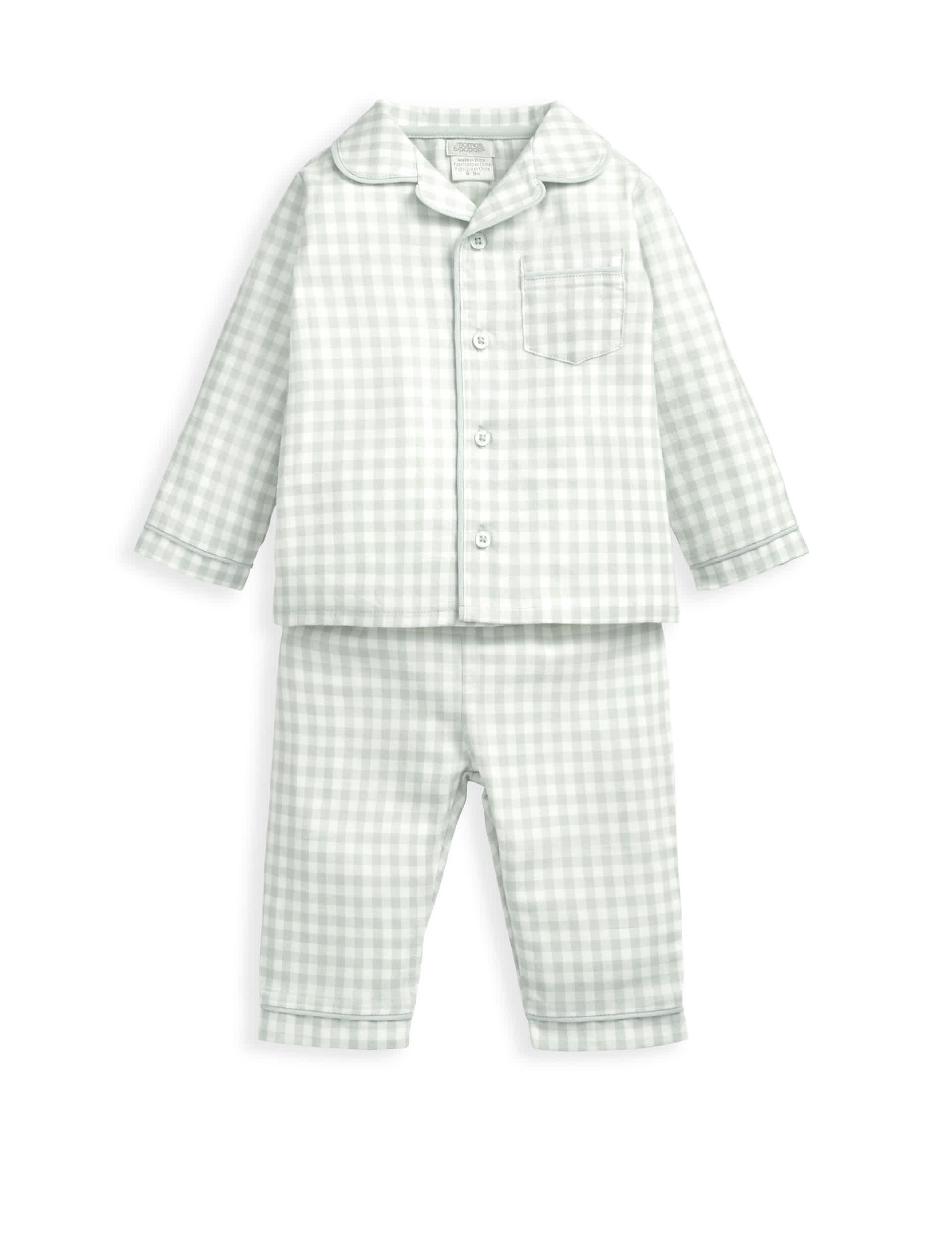 Mamas & Papas Boys Blue Check Woven Pyjamas (6 Mths-2 Yrs) - 12-18, Blue