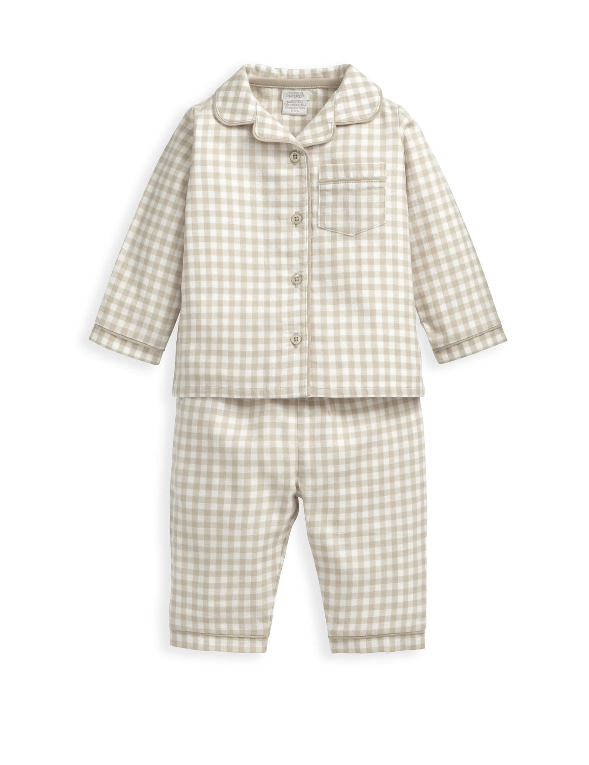 Mamas & Papas Sand Check Woven Pyjamas (6 Mths-3 Yrs) - 2-3 Y - Brown, Brown