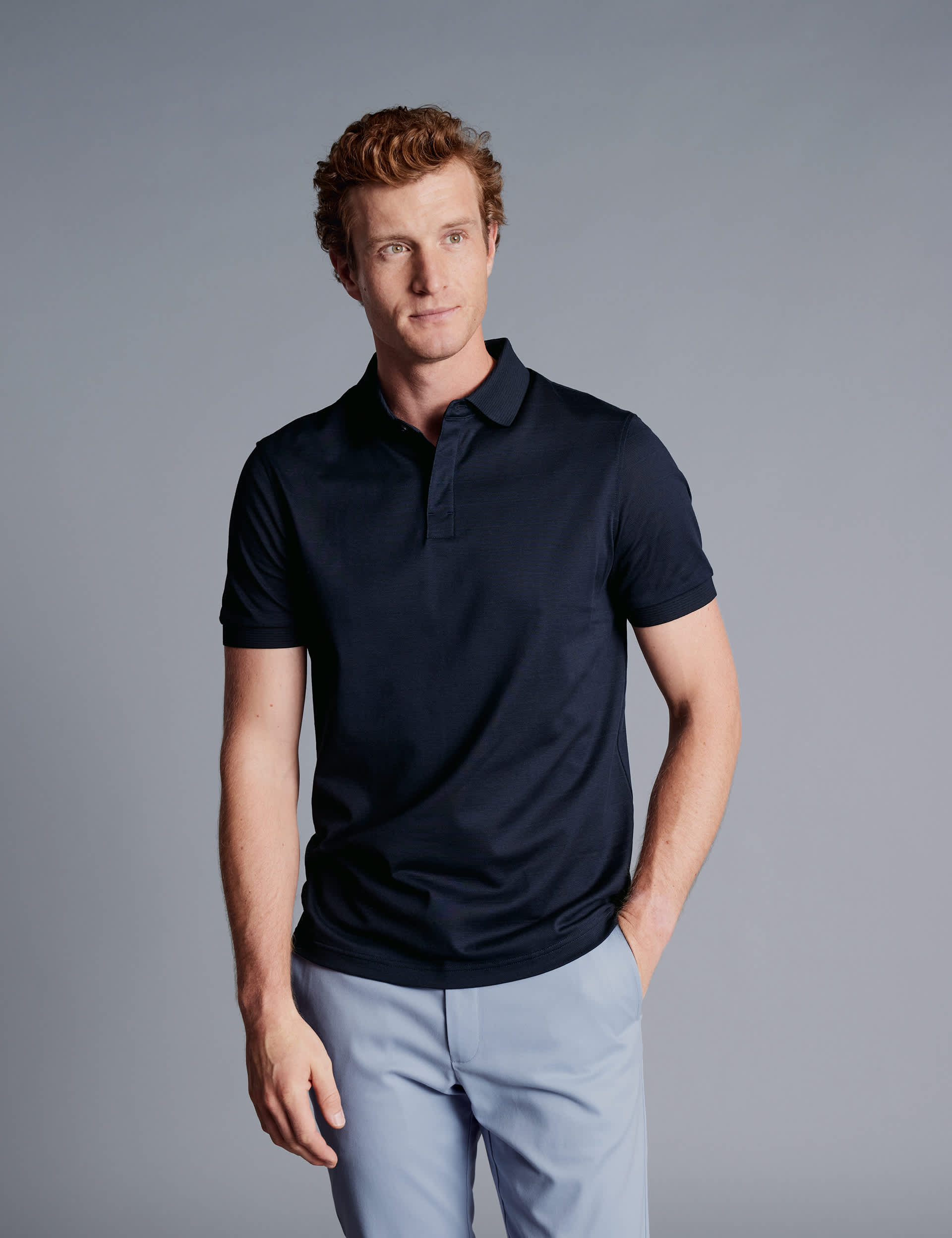 Charles Tyrwhitt Men's Pure Cotton Polo Shirt - Navy, Navy