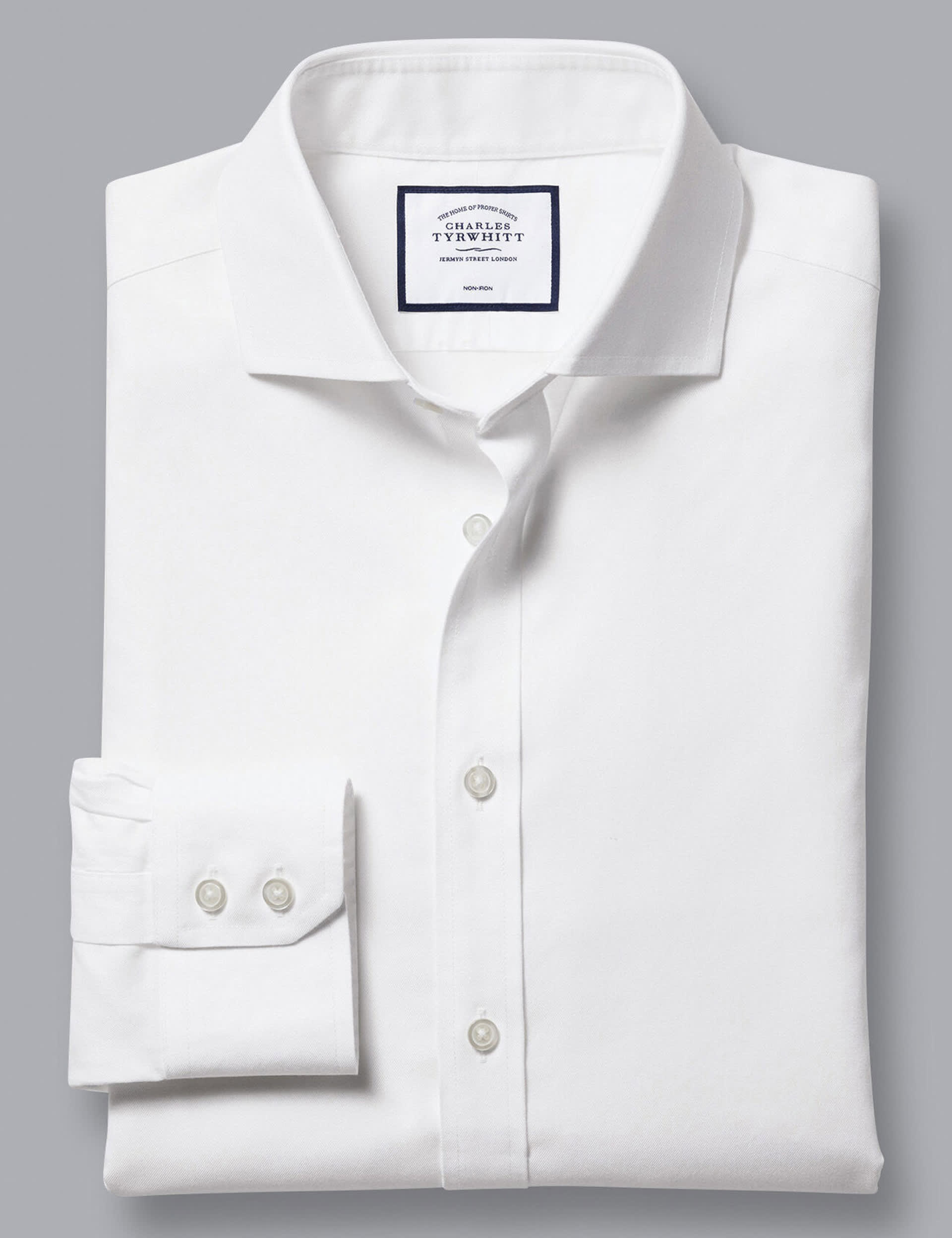 Charles Tyrwhitt Men's Slim Fit Non Iron Pure Cotton Twill Shirt - 15/33 - White, Navy,White,Pink,Bl