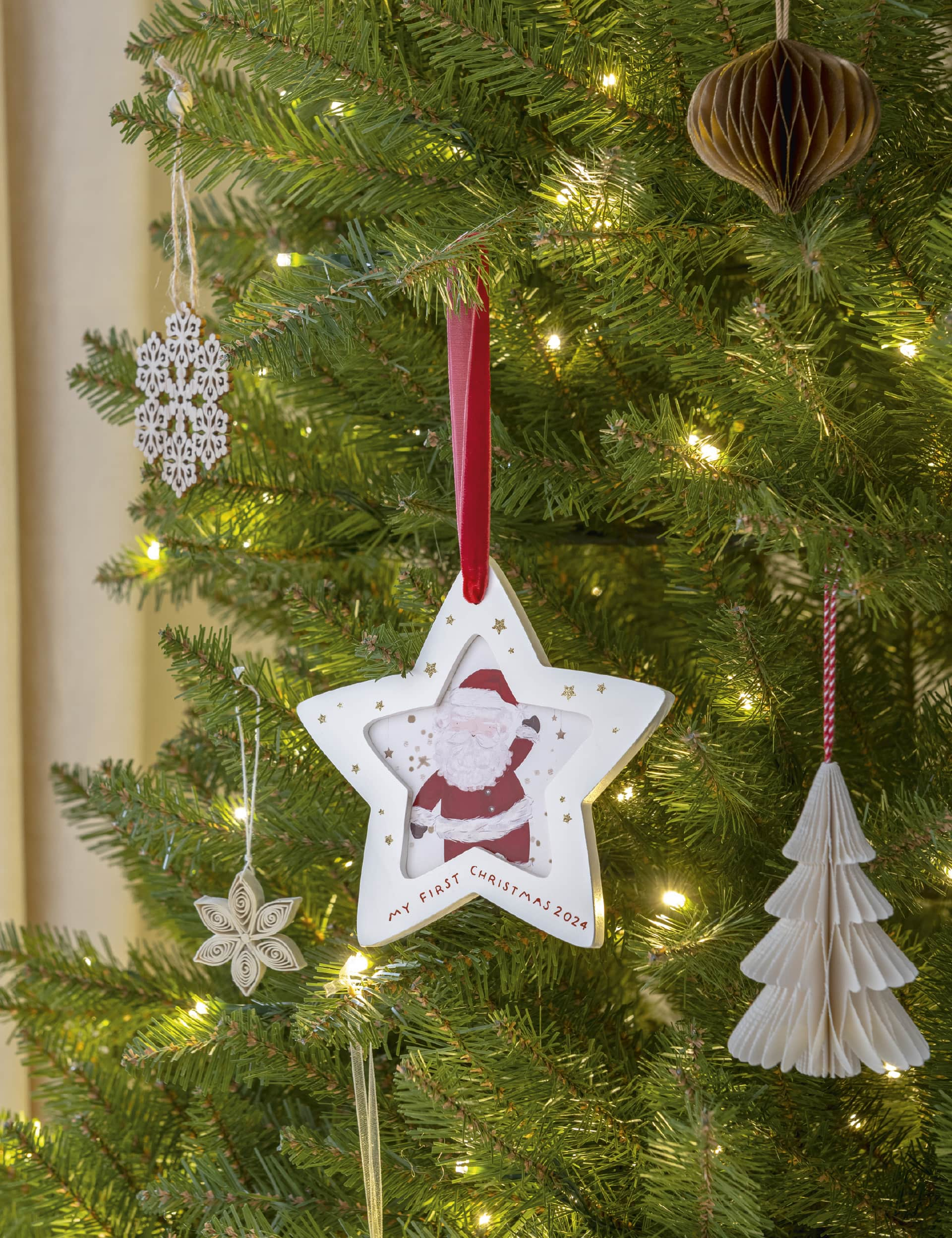 Mamas & Papas Hanging Star My First Christmas Decoration - White, White