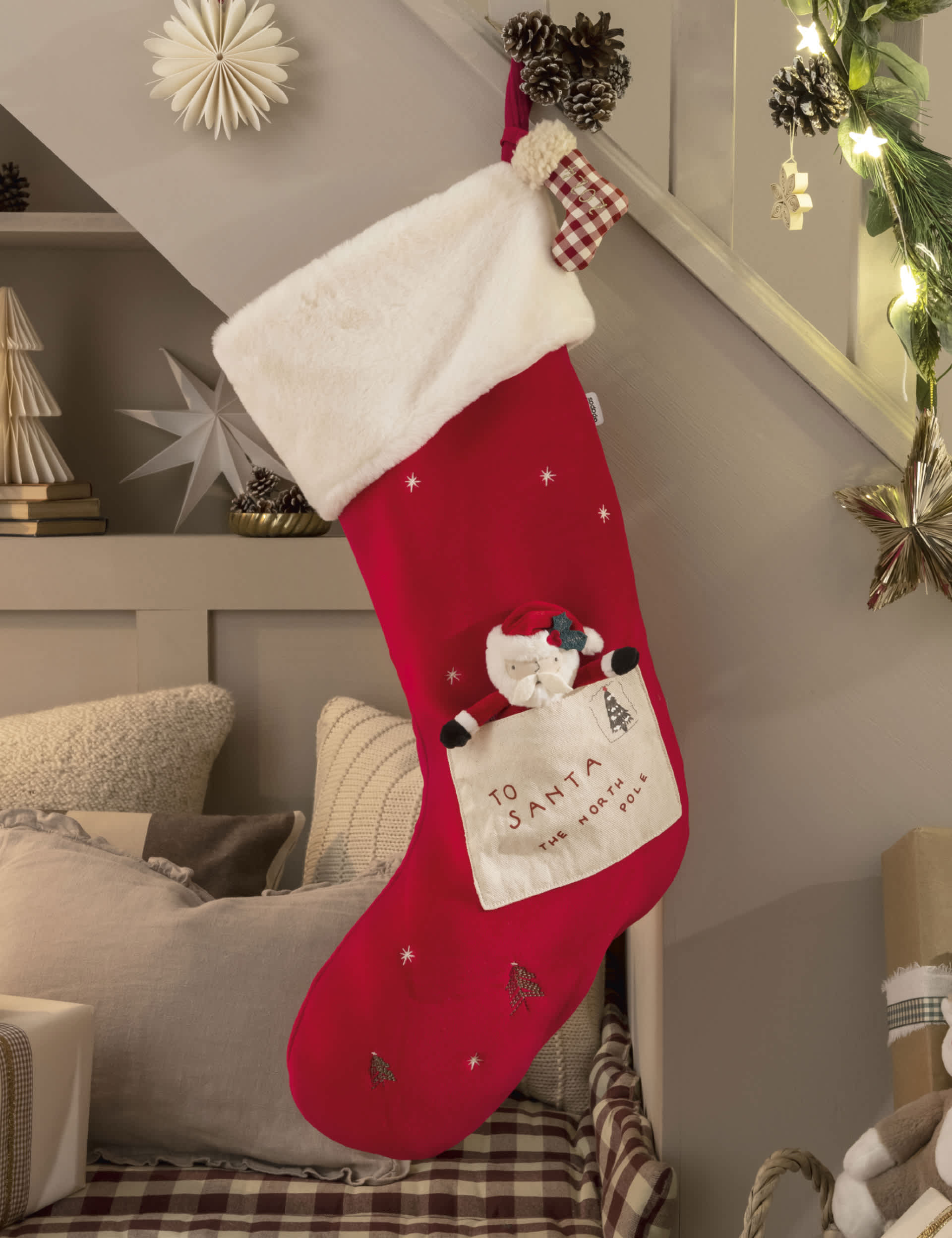 Mamas & Papas Large Santa Christmas 2024 Stocking - Red, Red