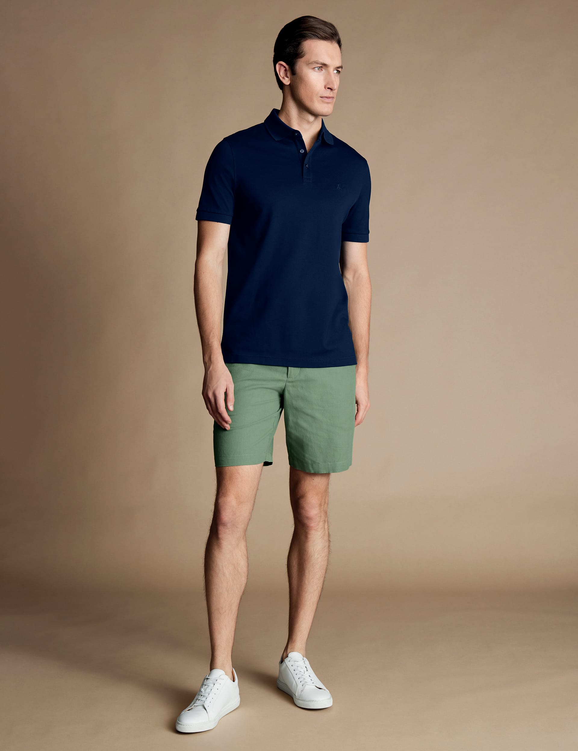 Charles Tyrwhitt Men's Linen Blend Lightweight Shorts - 36 - Light Green, Light Green