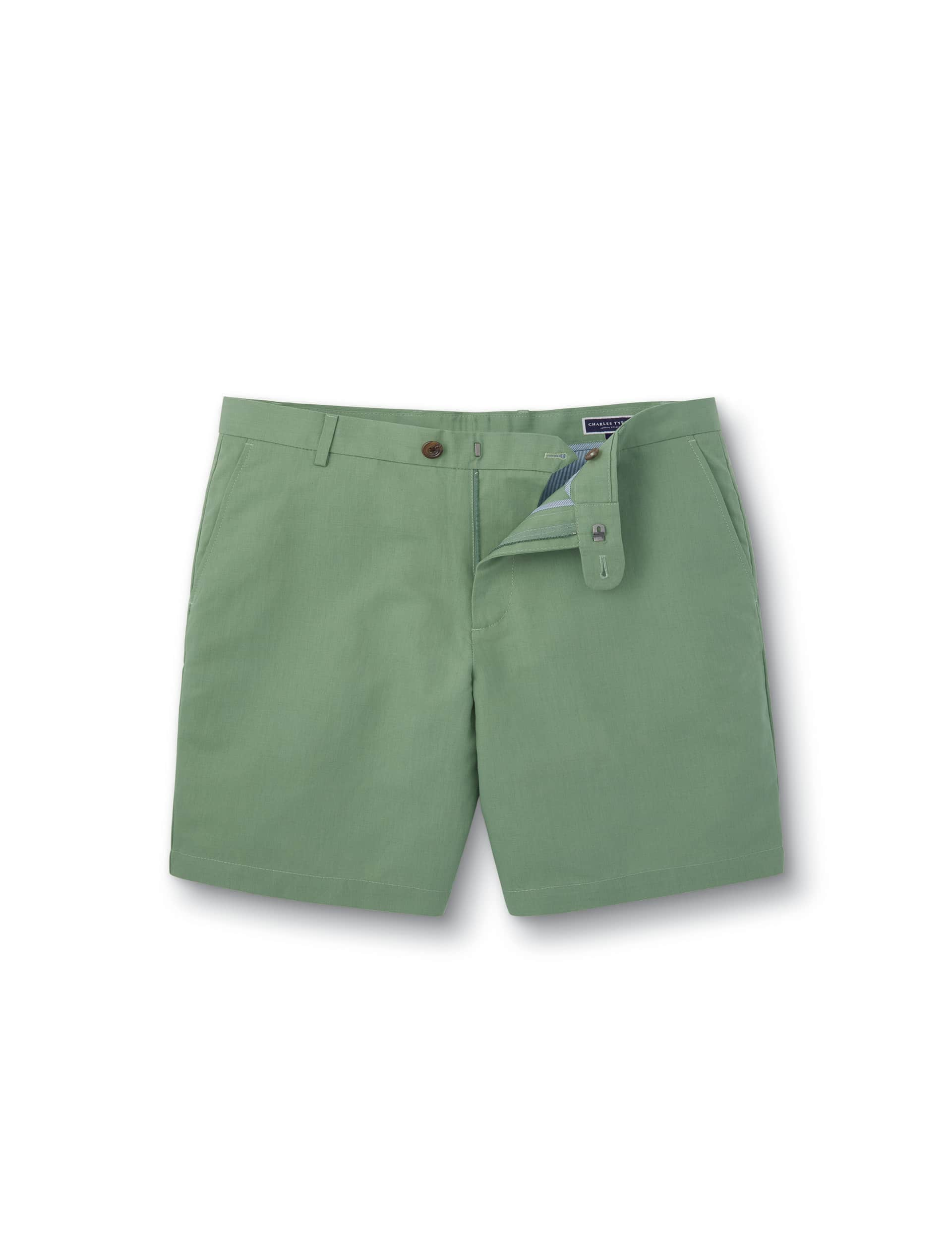 Charles Tyrwhitt Men's Linen Blend Lightweight Shorts - 36 - Light Green, Light Green