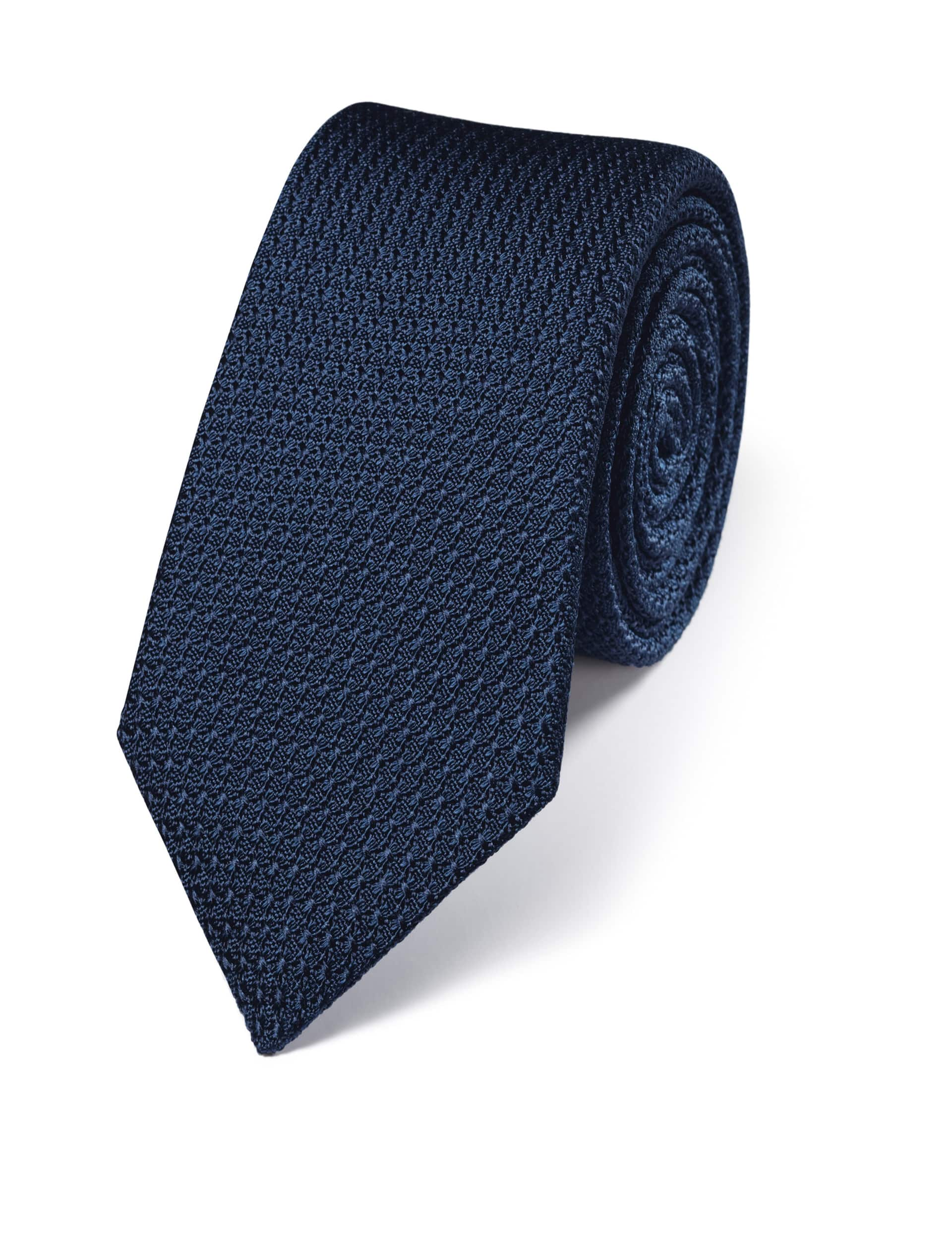 Charles Tyrwhitt Men's Textured Pure Silk Tie - Navy, Green,Navy