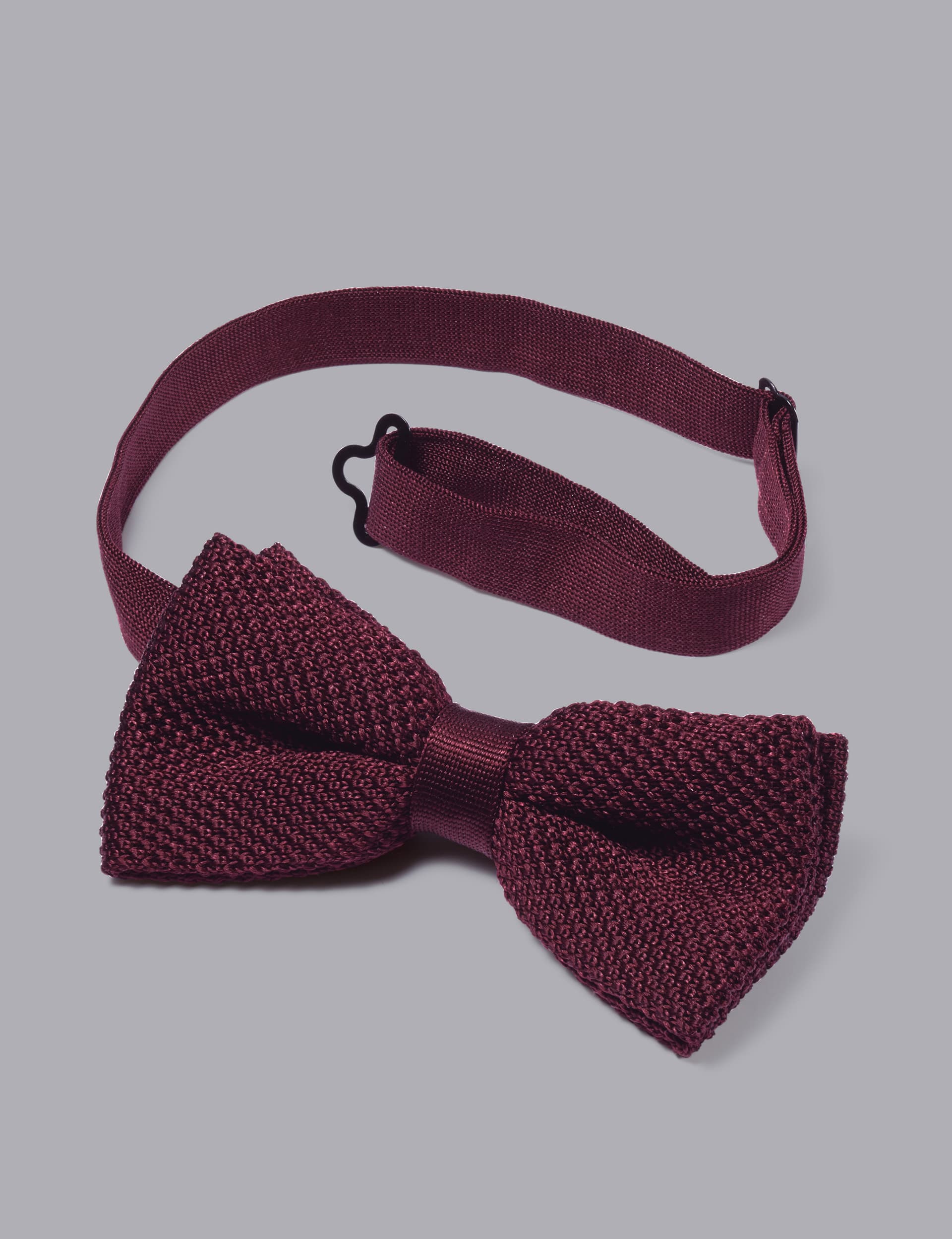 Charles Tyrwhitt Men's Textured Pure Silk Knitted Bow Tie - Burgundy, Burgundy,Navy