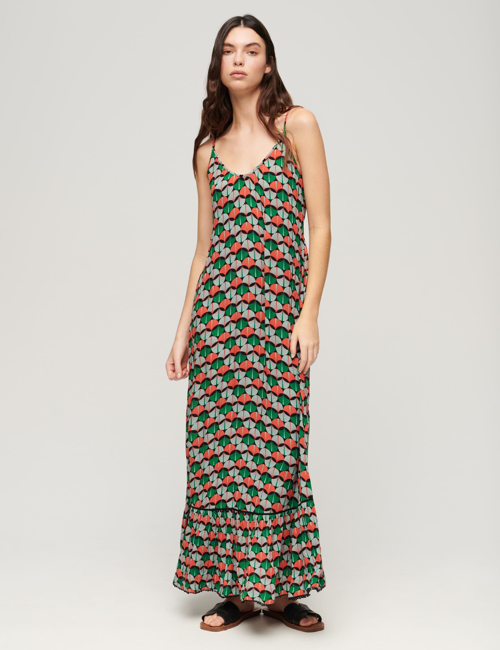 Superdry Women's Printed Round Neck Strappy Maxi Slip Dress