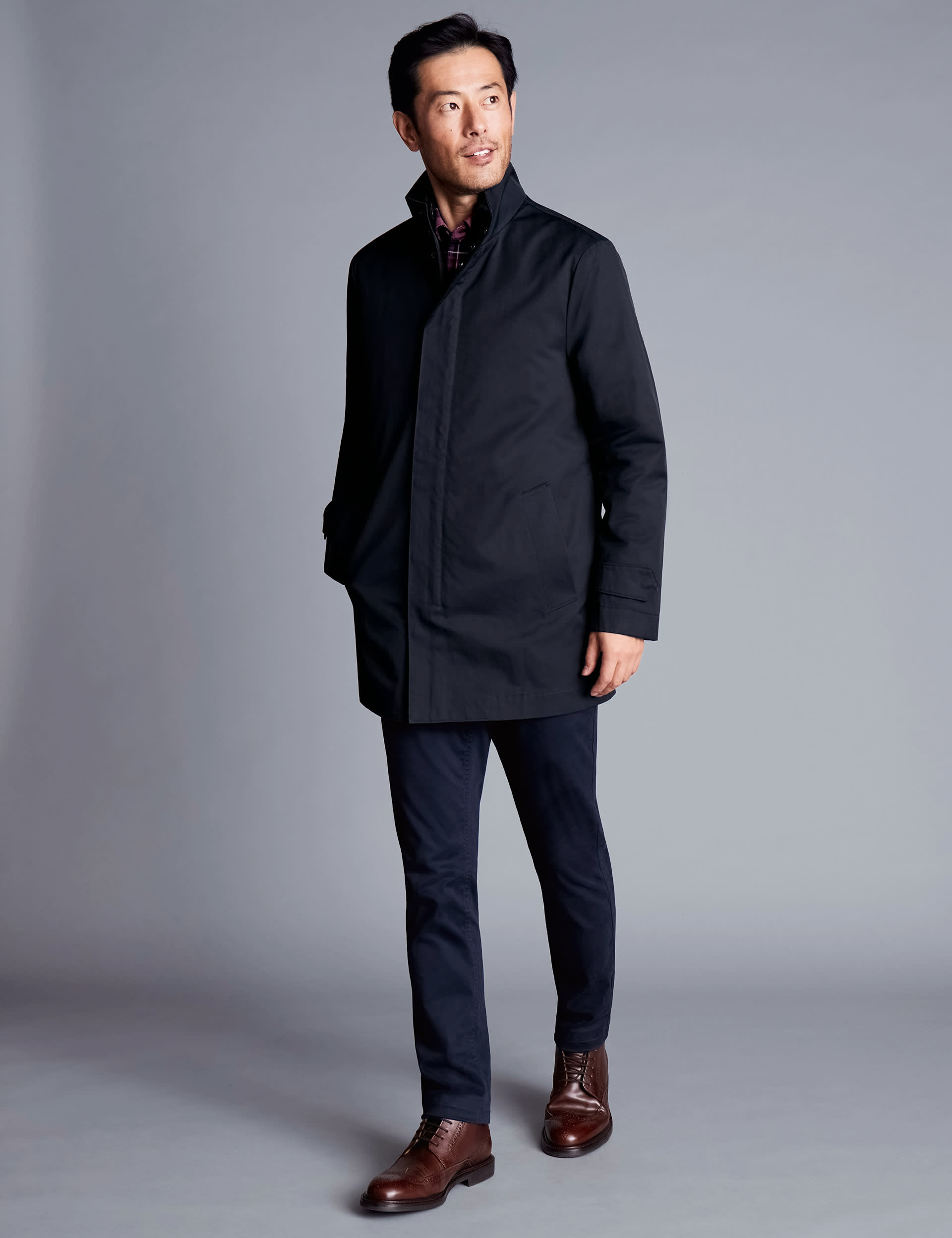 Charles Tyrwhitt Men's Cotton Rich 3 in 1 Removable Gilet Mac