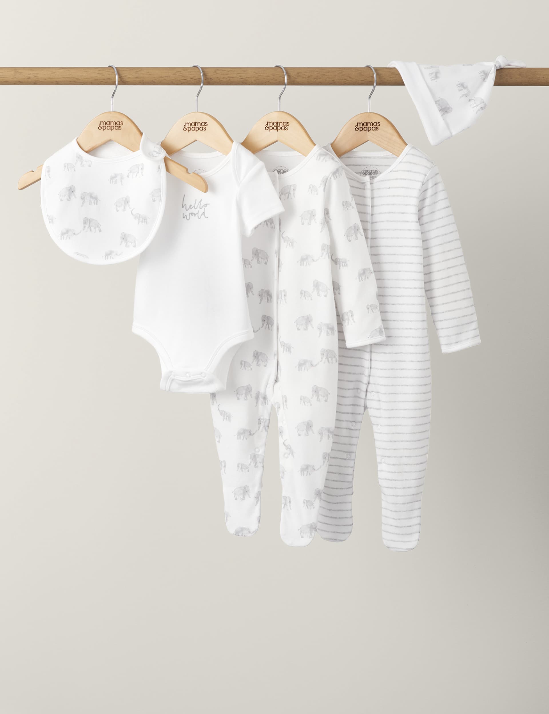 Mamas & Papas Elephant 5 Piece Set (6lbs-1 Yrs) - 0-3 M - White, White