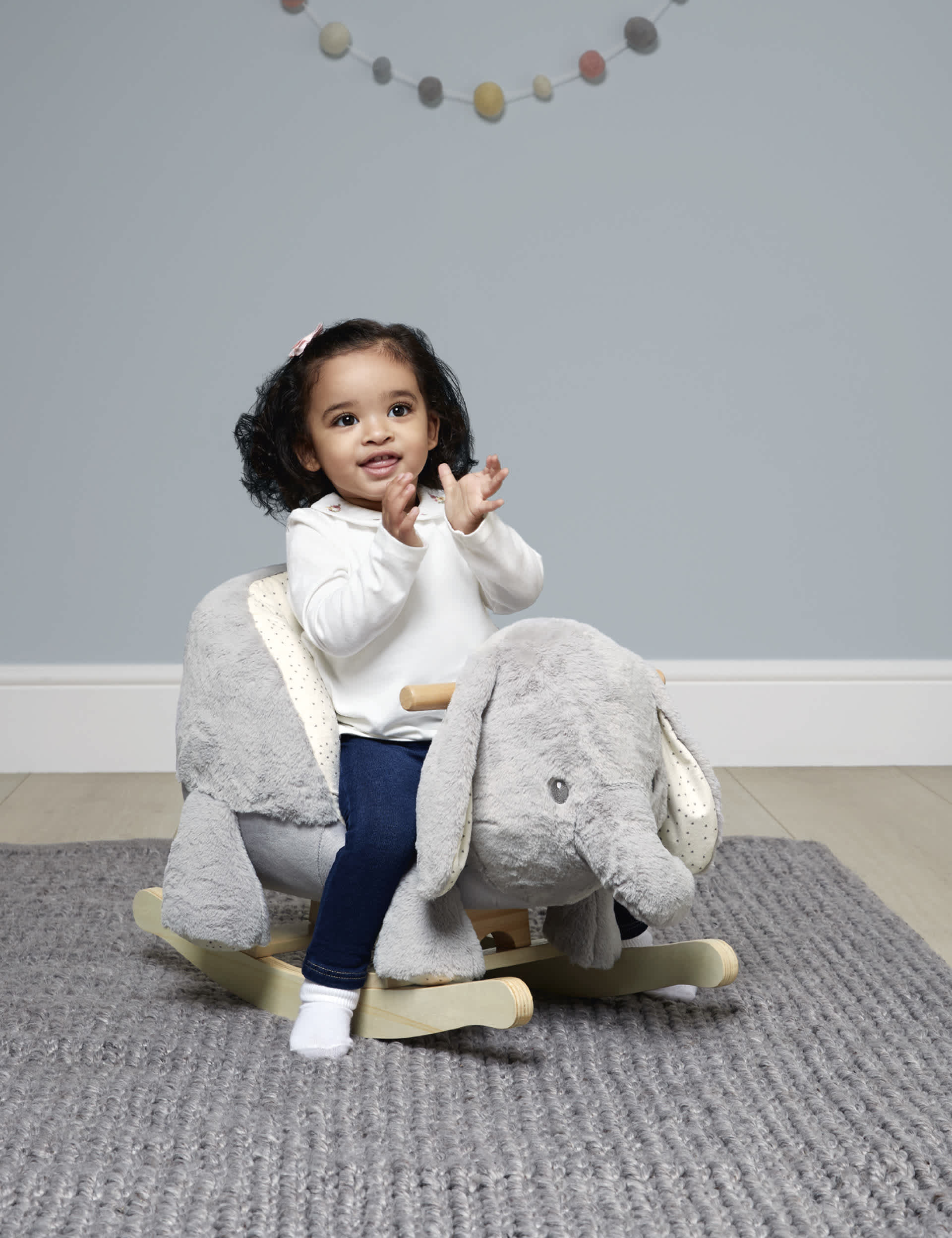 Mamas & Papas Ellery Rocking Elephant (9 Mths) - Grey, Grey