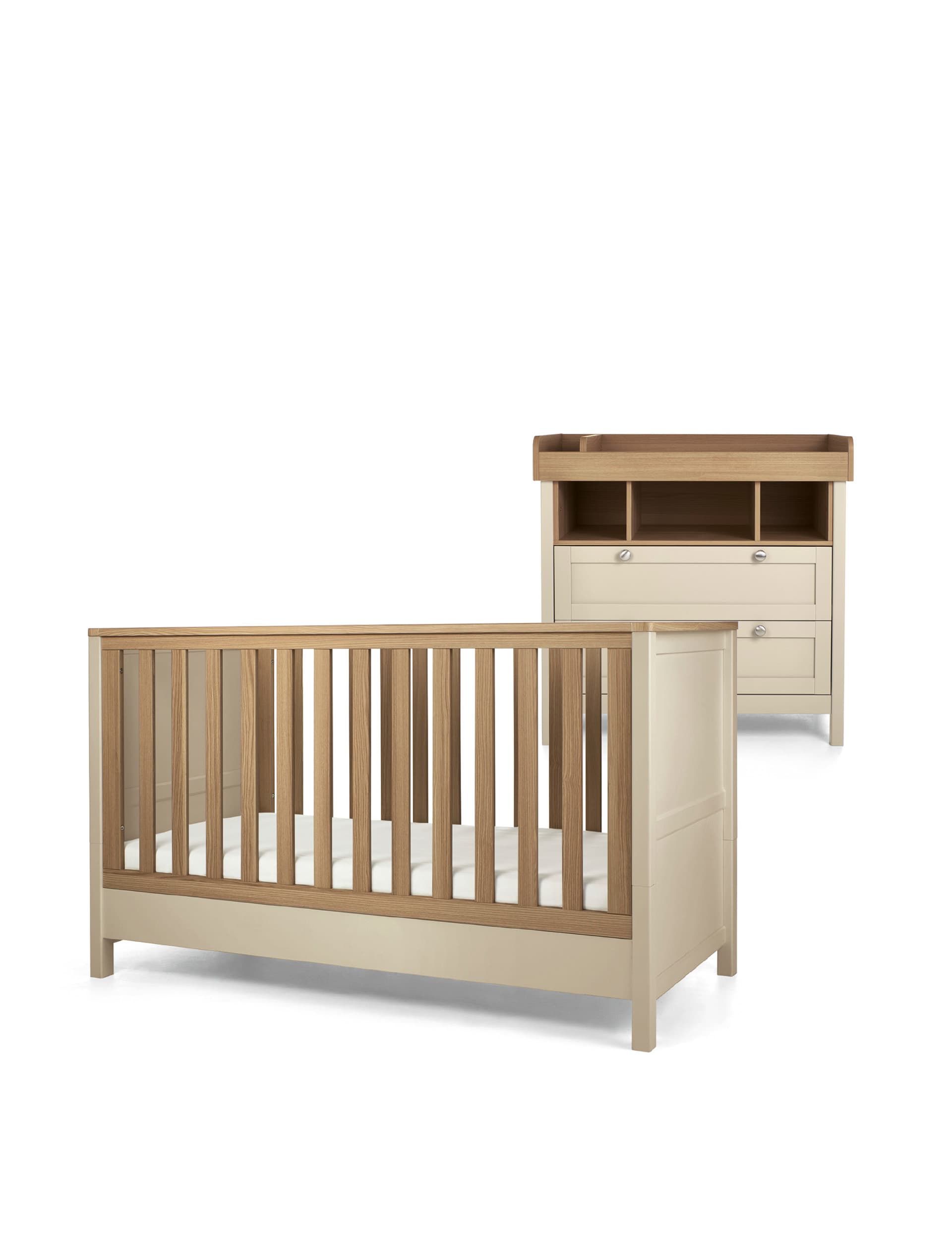 Mamas & Papas Harwell 2 Piece Cotbed Set with Dresser - Beige, Beige