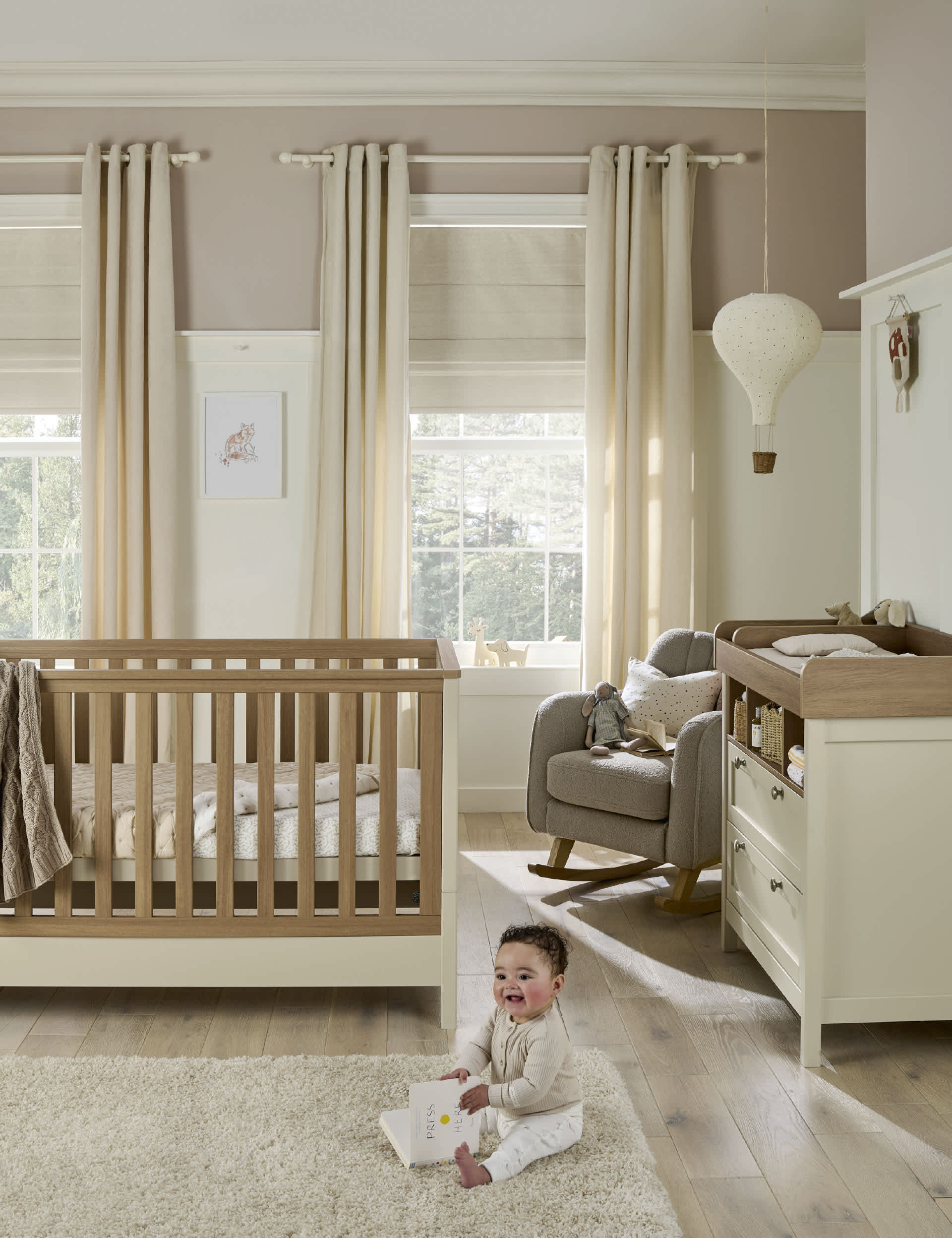 Mamas & Papas Harwell 2 Piece Cotbed Set with Dresser - Beige, Beige