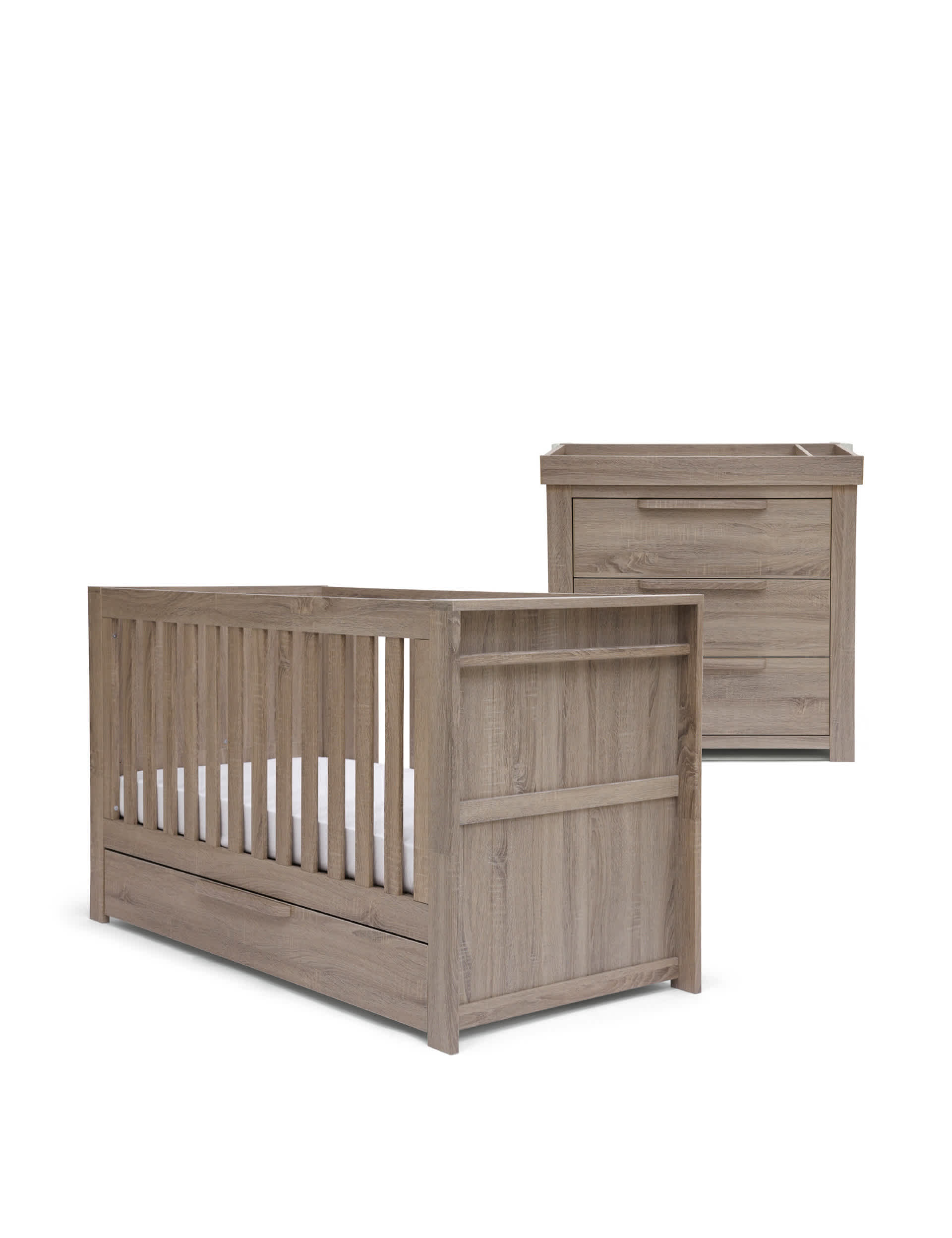 Mamas & Papas Franklin 2 Piece Cotbed Set with Dresser - Grey, Grey