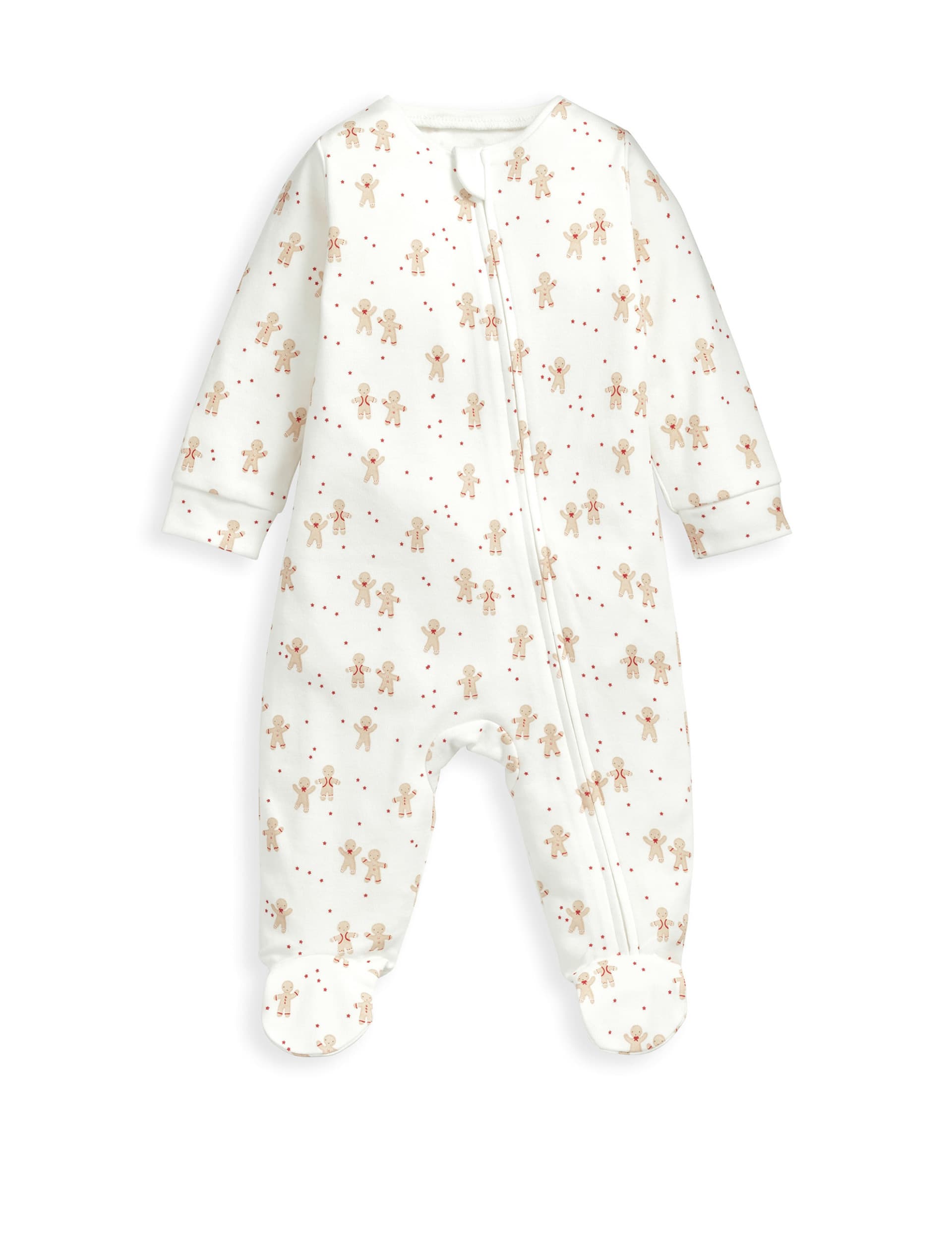 Mamas & Papas Gingerbread Christmas Zip All in One (7lbs- 12 Mths) - 0-3 M - Cream, Cream