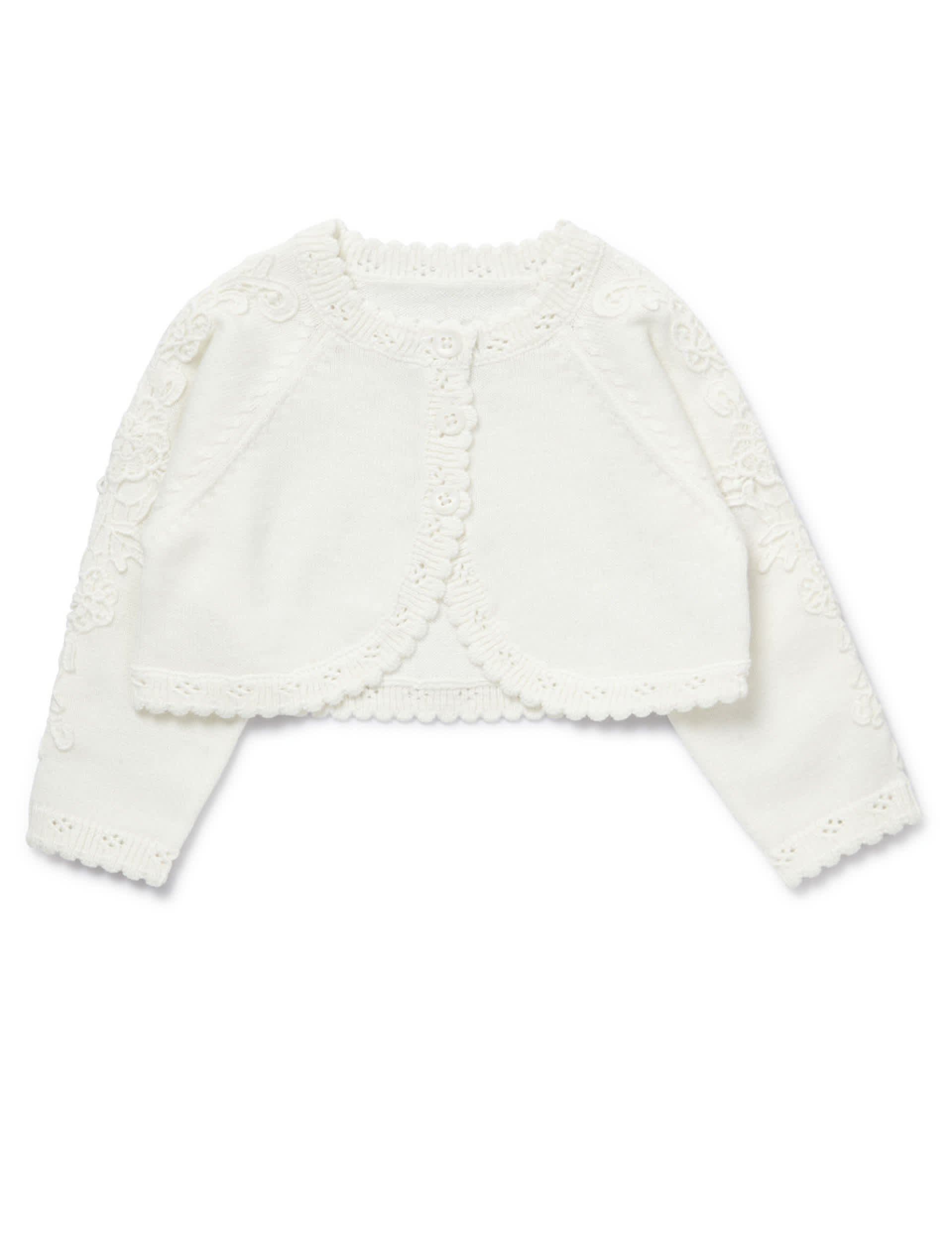 Mamas & Papas Girls Pure Cotton Embroidered Cardigan (0-3 Yrs) - 9-12M - White, White