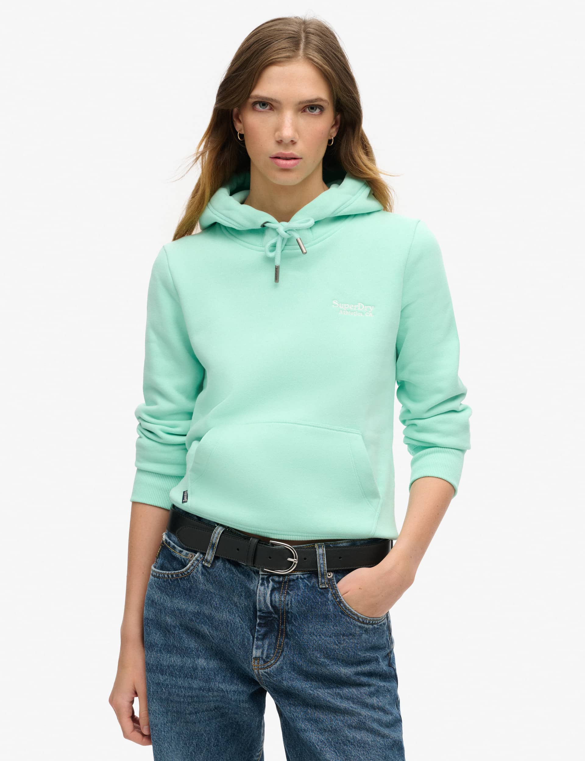 Superdry Women's Cotton Rich Relaxed Hoodie - 10 - Green, Green,Beige