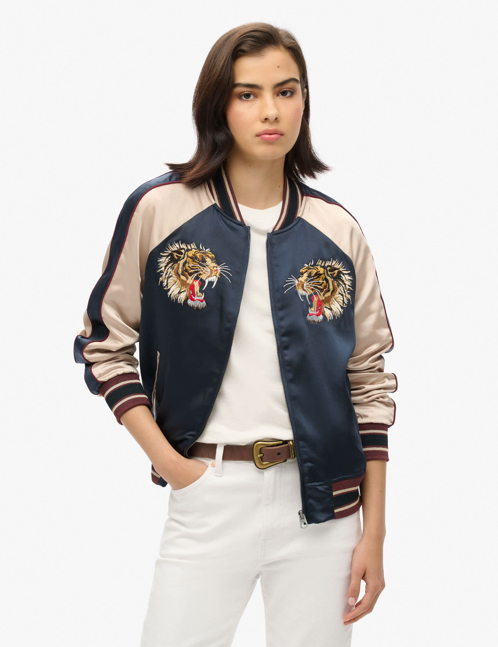 Superdry Women's Embroidered Bomber Jacket - 12 - Navy, Navy