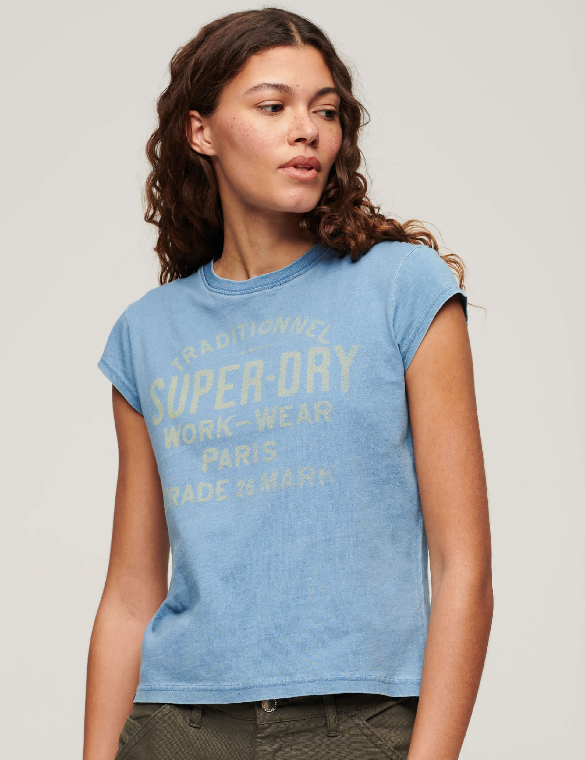 Superdry Women's Pure Cotton Printed T-Shirt - 10 - Light Blue, Light Blue