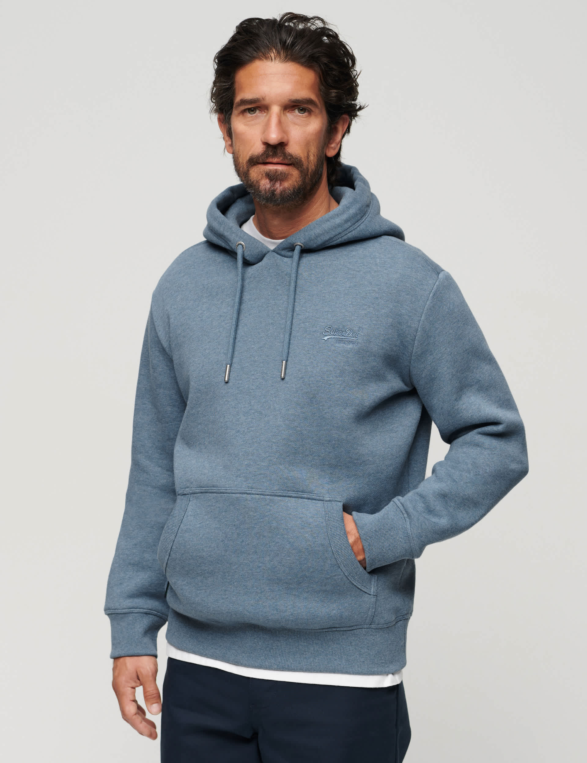 Superdry Men's Cotton Rich Hoodie - S - Blue, Blue