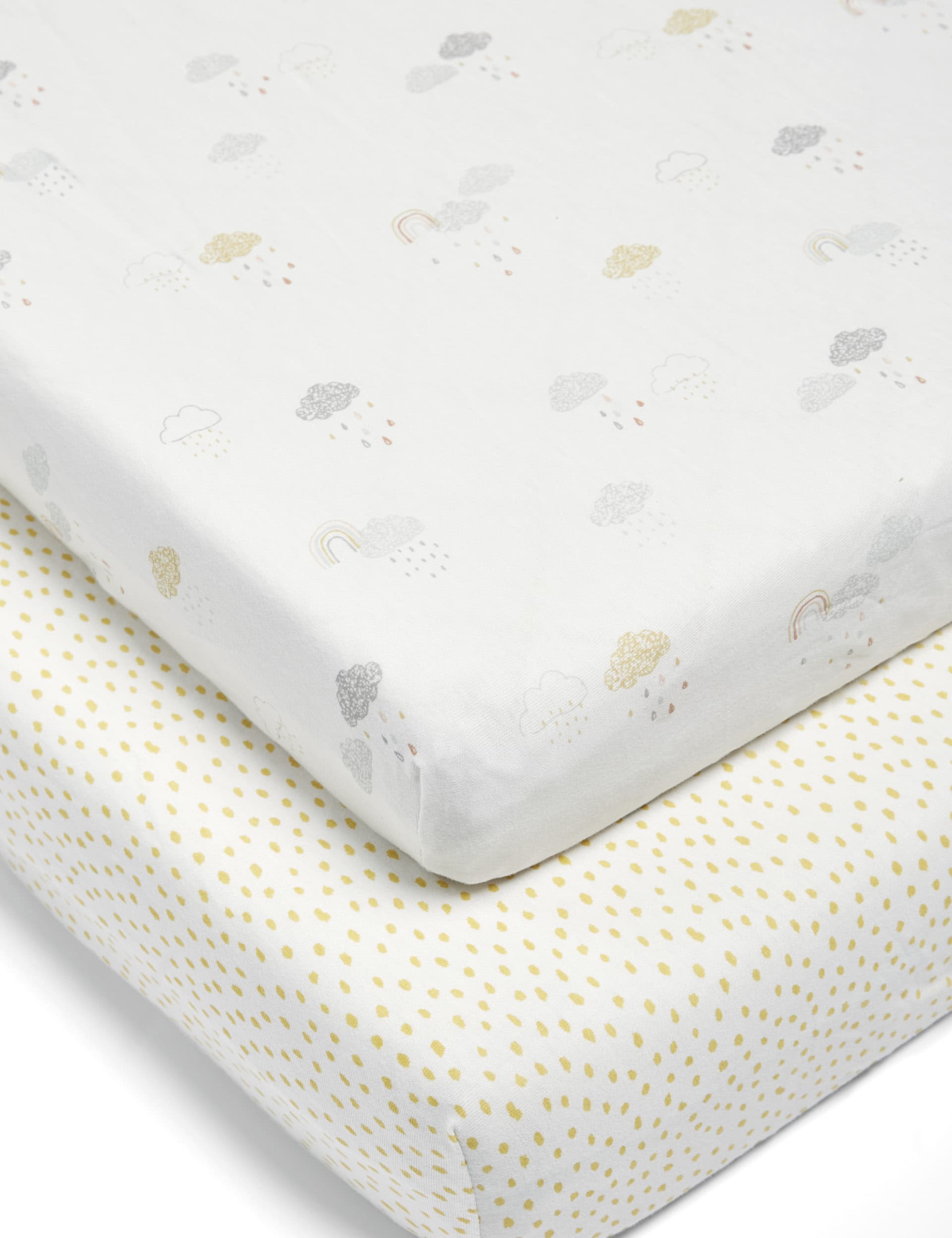 Mamas & Papas 2pk Dream Upon a Cloud Cotbed Fitted Sheets - Multi, Multi