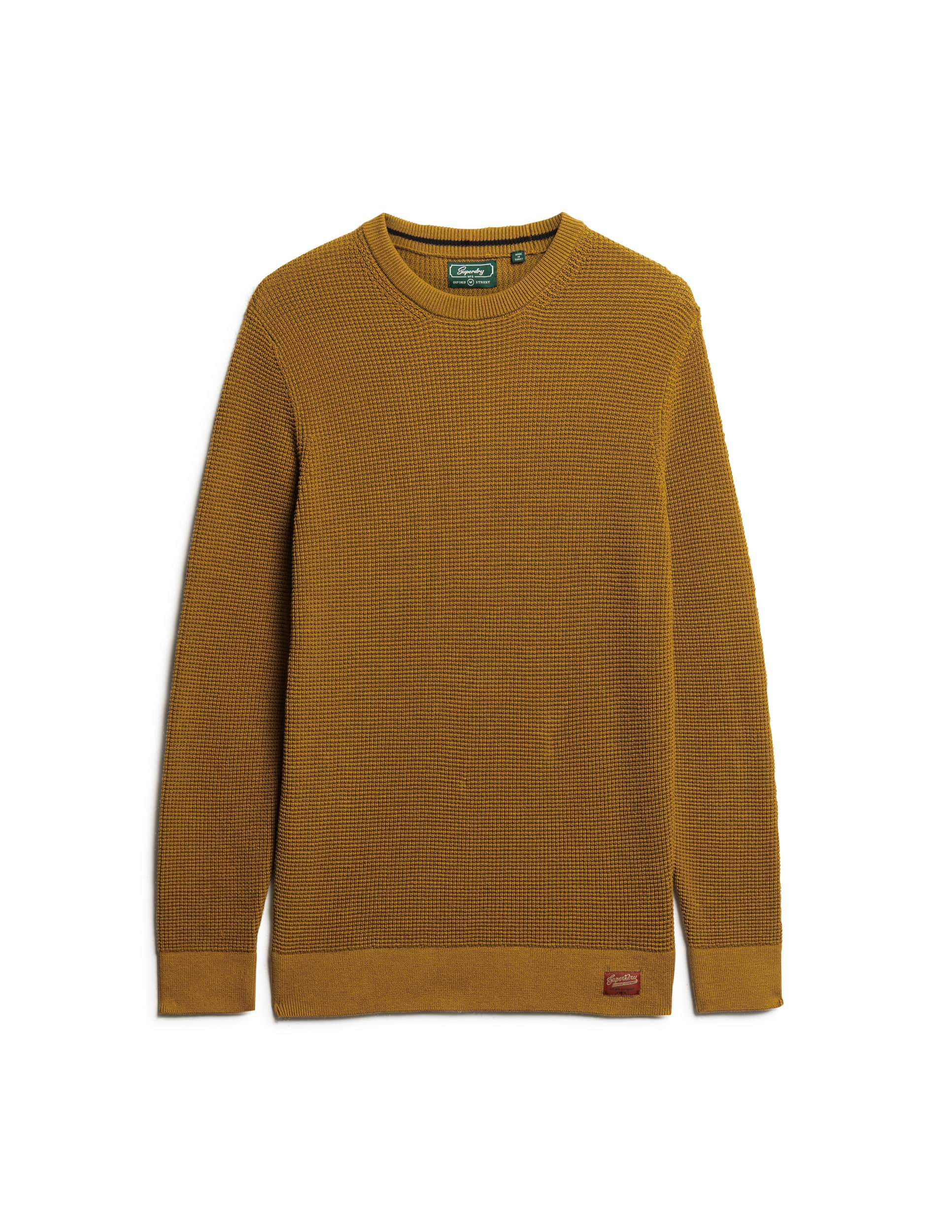 Superdry Men's Pure Cotton Textured Crew Neck Jumper - XXL - Yellow, Yellow