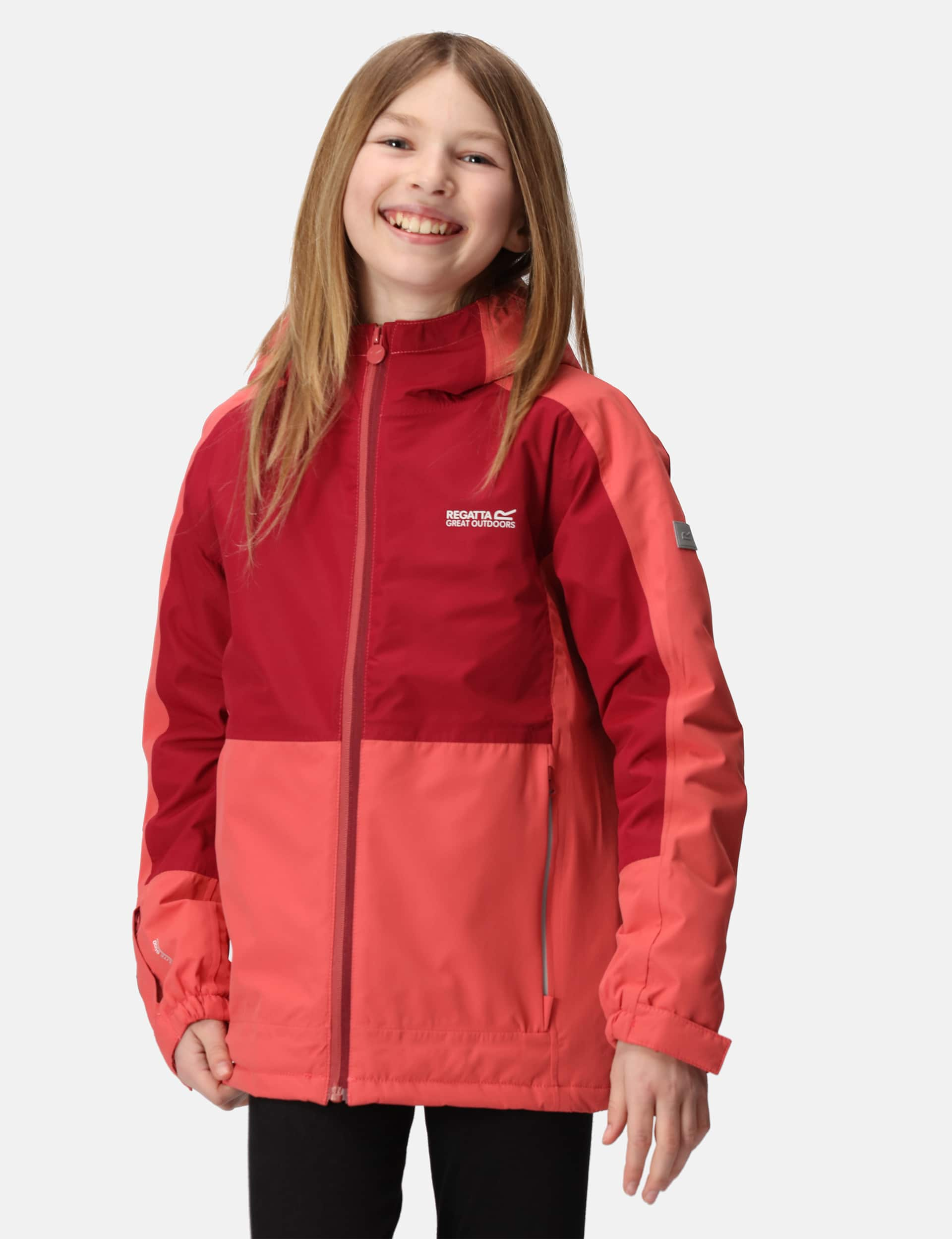 Regatta Girls Beamz III Waterproof Hooded Jacket (3-14 Yrs) - 13Y - Red Mix, Red Mix