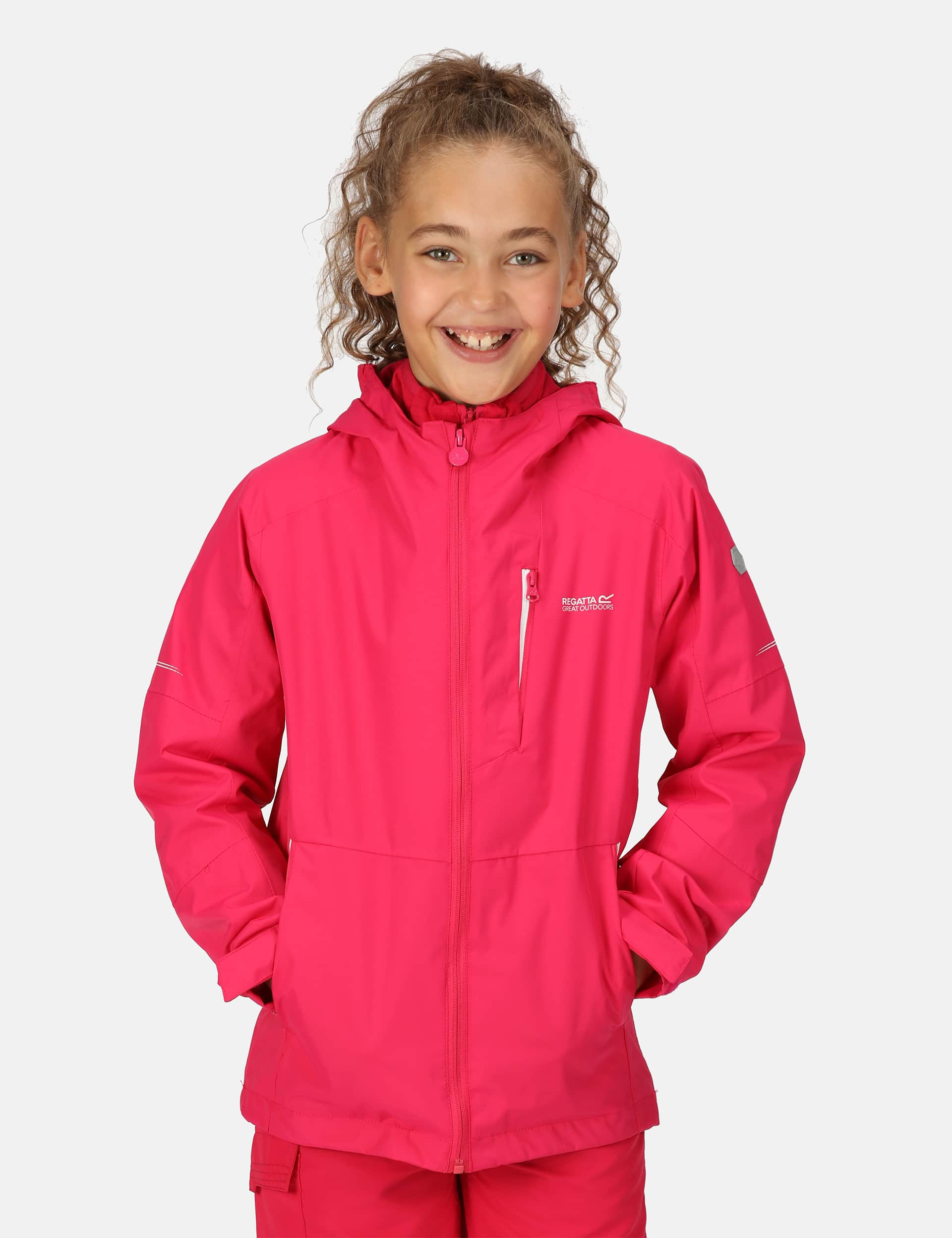 Regatta Girls Junior Calderdale II Waterproof Jacket (3-14 Yrs) - 13Y - Pink, Pink