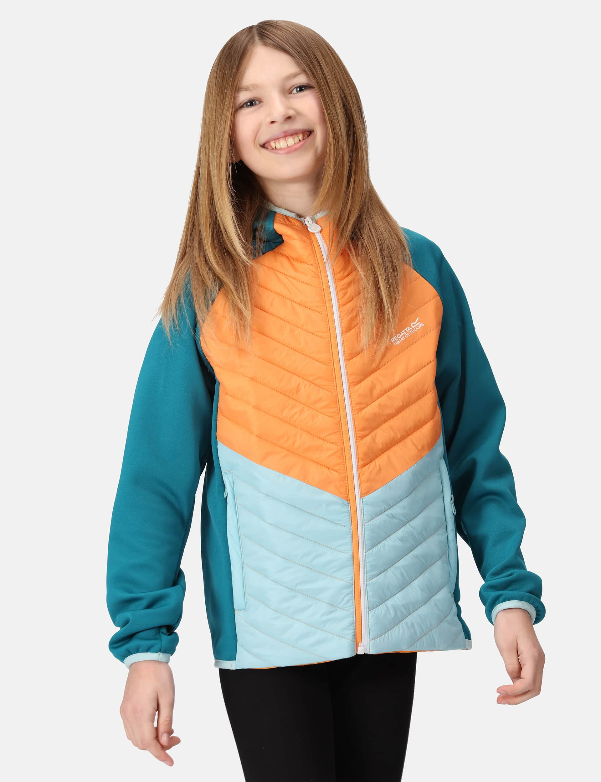 Regatta Girls Kielder Hybrid VII Water-Repellent Jacket (3-14 Yrs) - 11-12 - Orange Mix, Orange Mix