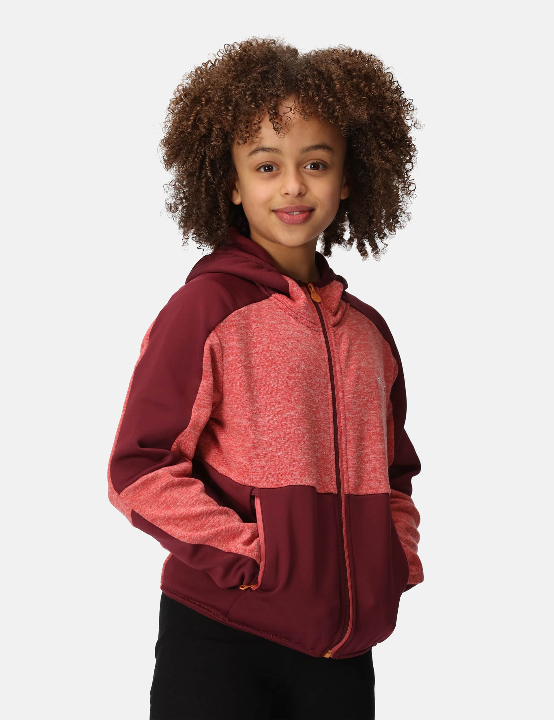 Regatta Girls Dissolver VII Hooded Fleece (3-14 Yrs) - 7-8 Y - Red Mix, Red Mix