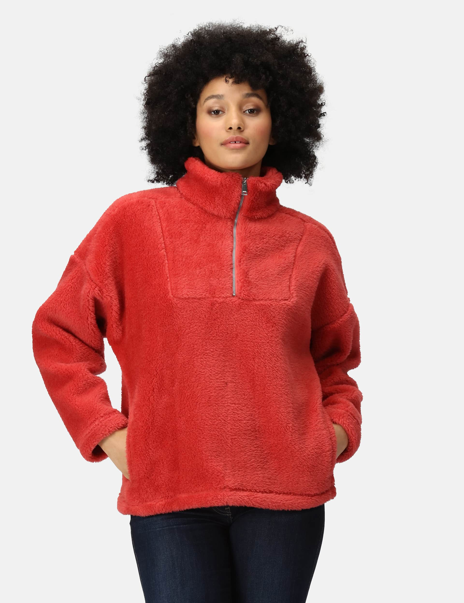 Regatta Women's Zeeke Fluffy Funnel Neck Fleece - 10 - Red, Blue,Red,Brown