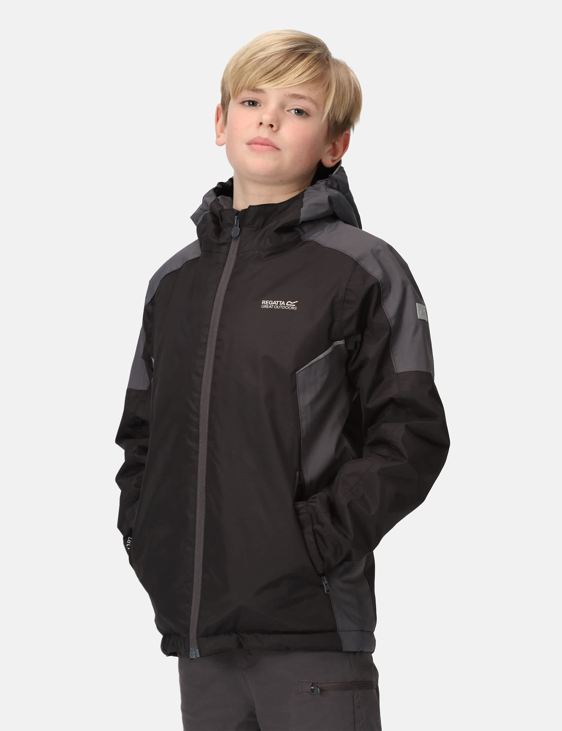 Regatta Boys Hurdle IV Waterproof Hooded Jacket (3-14 Yrs) - 3-4 Y - Black, Black