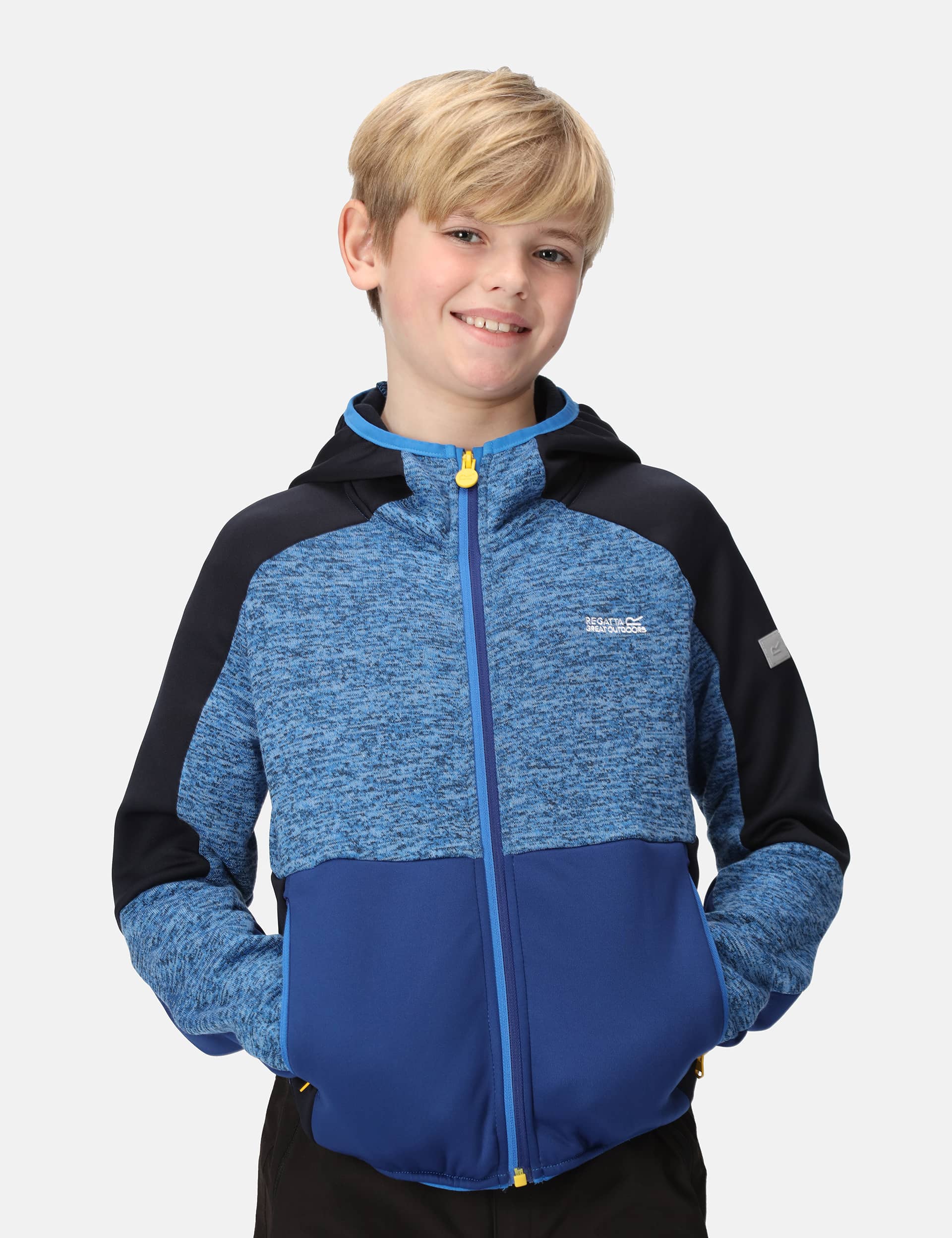 Regatta Boys Dissolver VII Hooded Fleece (3-14 Yrs) - 9-10Y - Blue, Blue,Orange