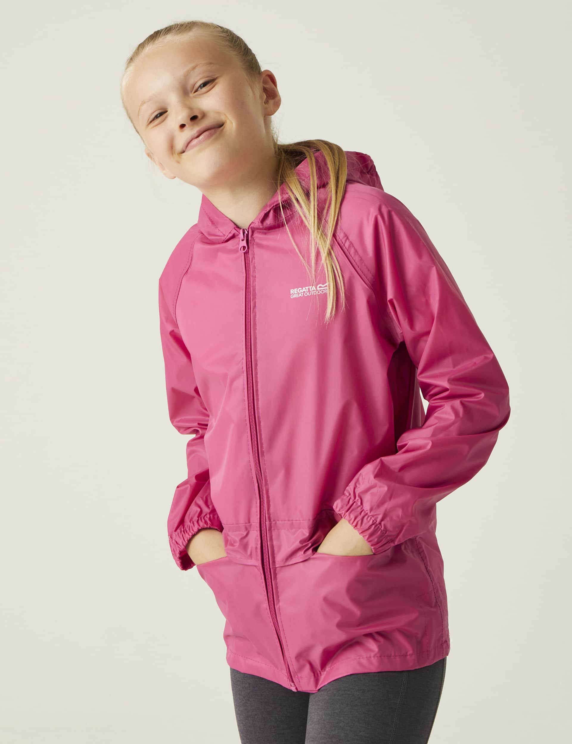 Regatta Girls Stormbreak Waterproof Hooded Jacket (3-14 Yrs) - 3-4 Y - Pink, Pink