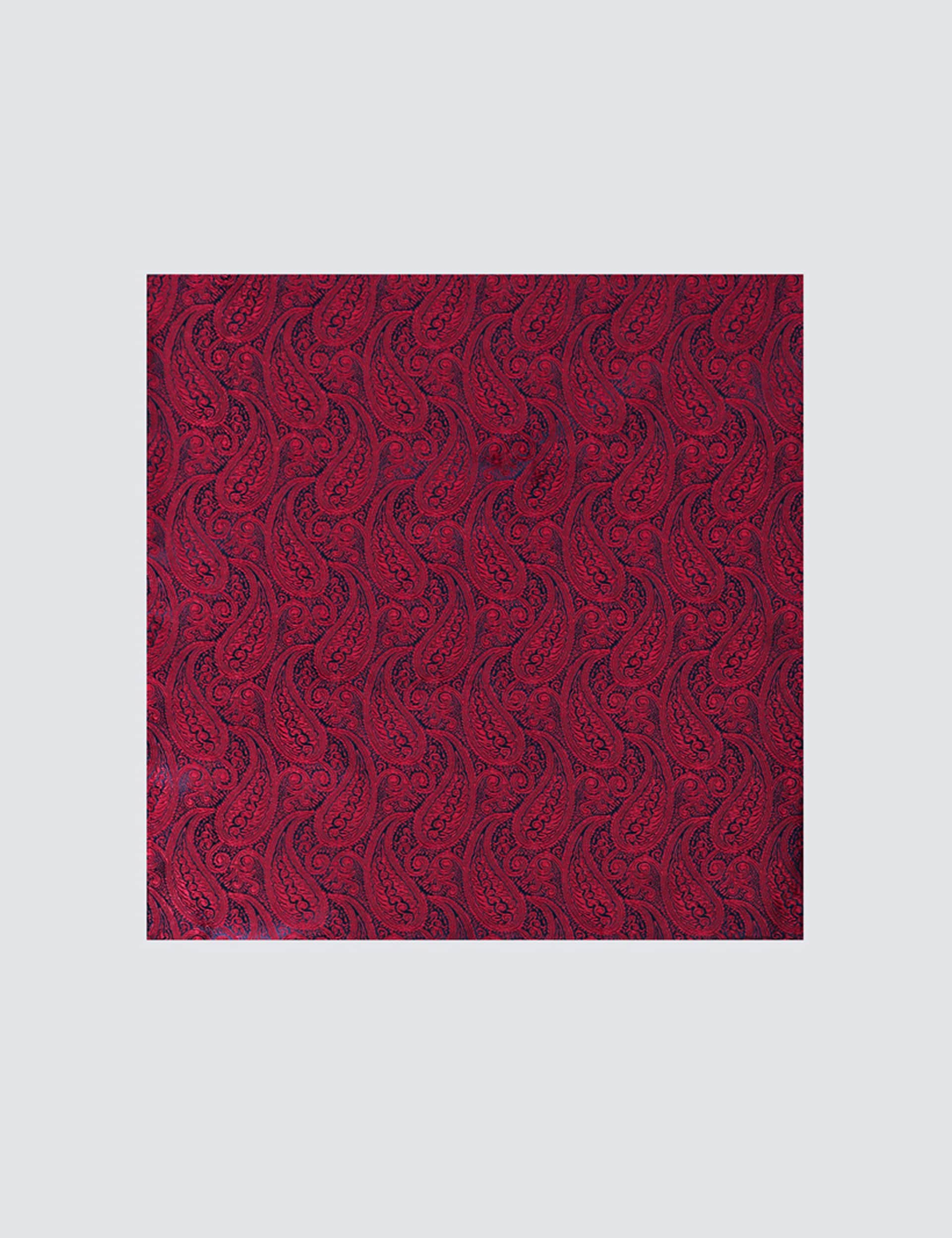 Hawes & Curtis Men's Silk Paisley Pocket Square - Burgundy, Burgundy