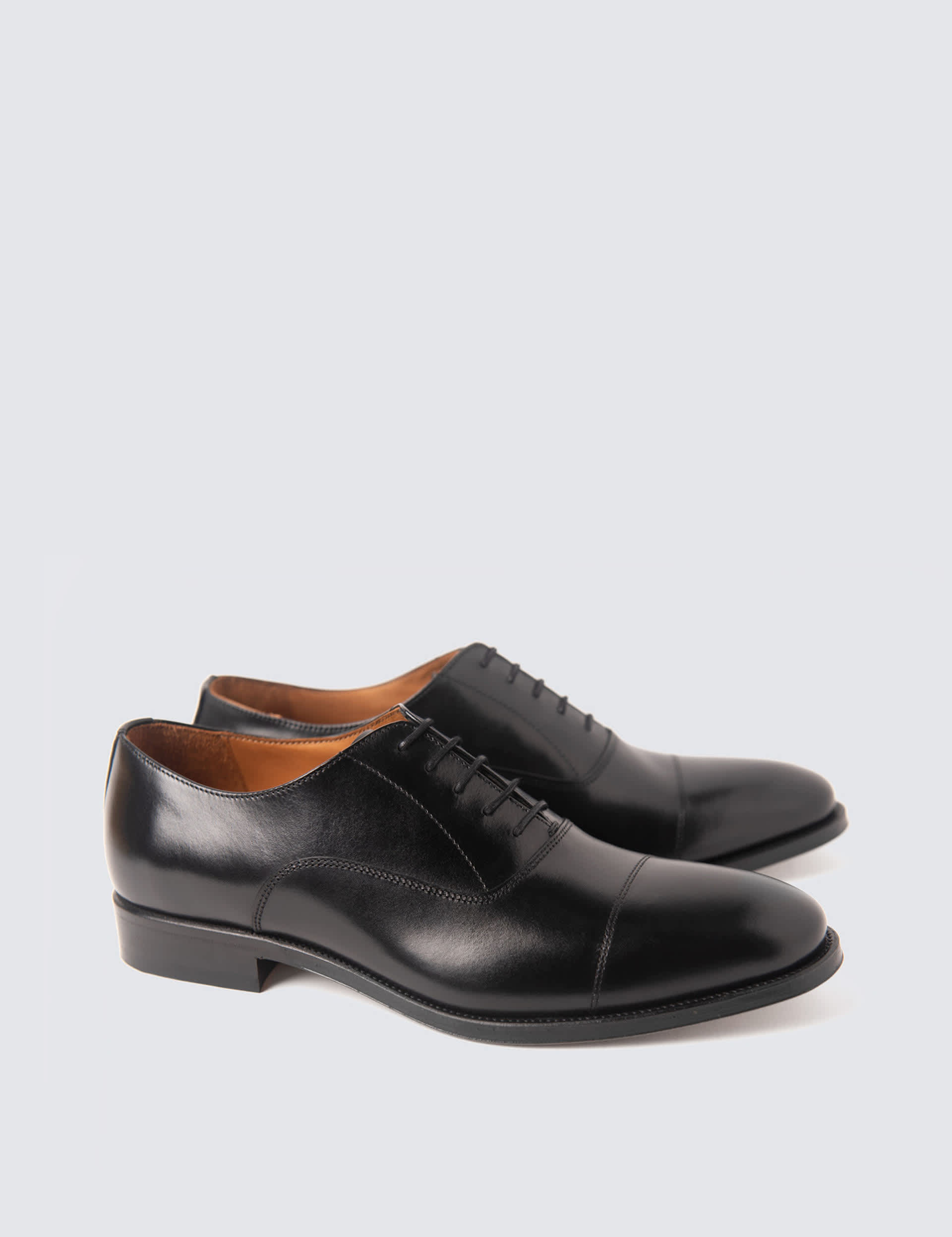 Hawes & Curtis Men's Wide Fit Leather Oxford Shoes - 8 - Black, Black