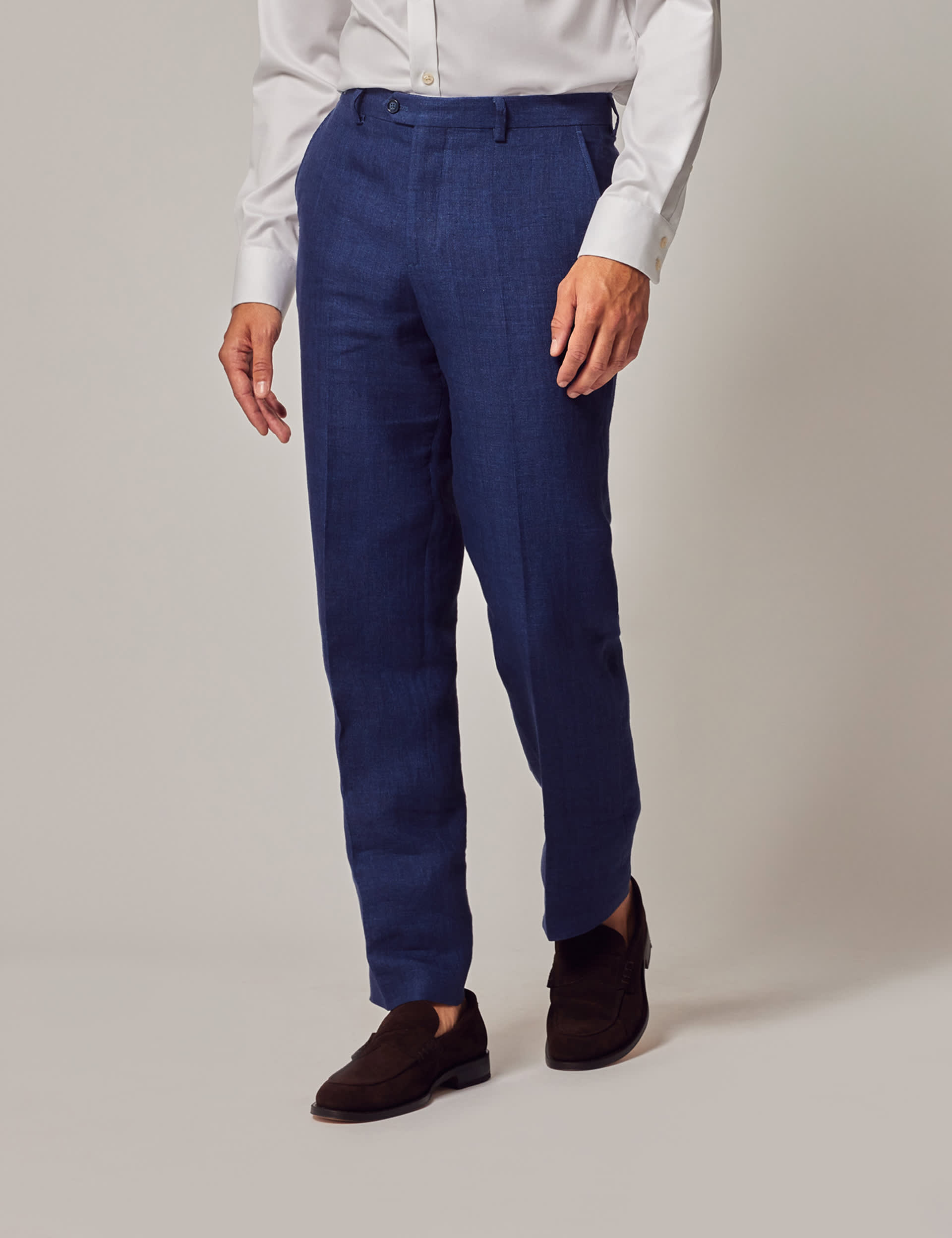Hawes & Curtis Men's Pure Linen Herringbone Suit Trousers