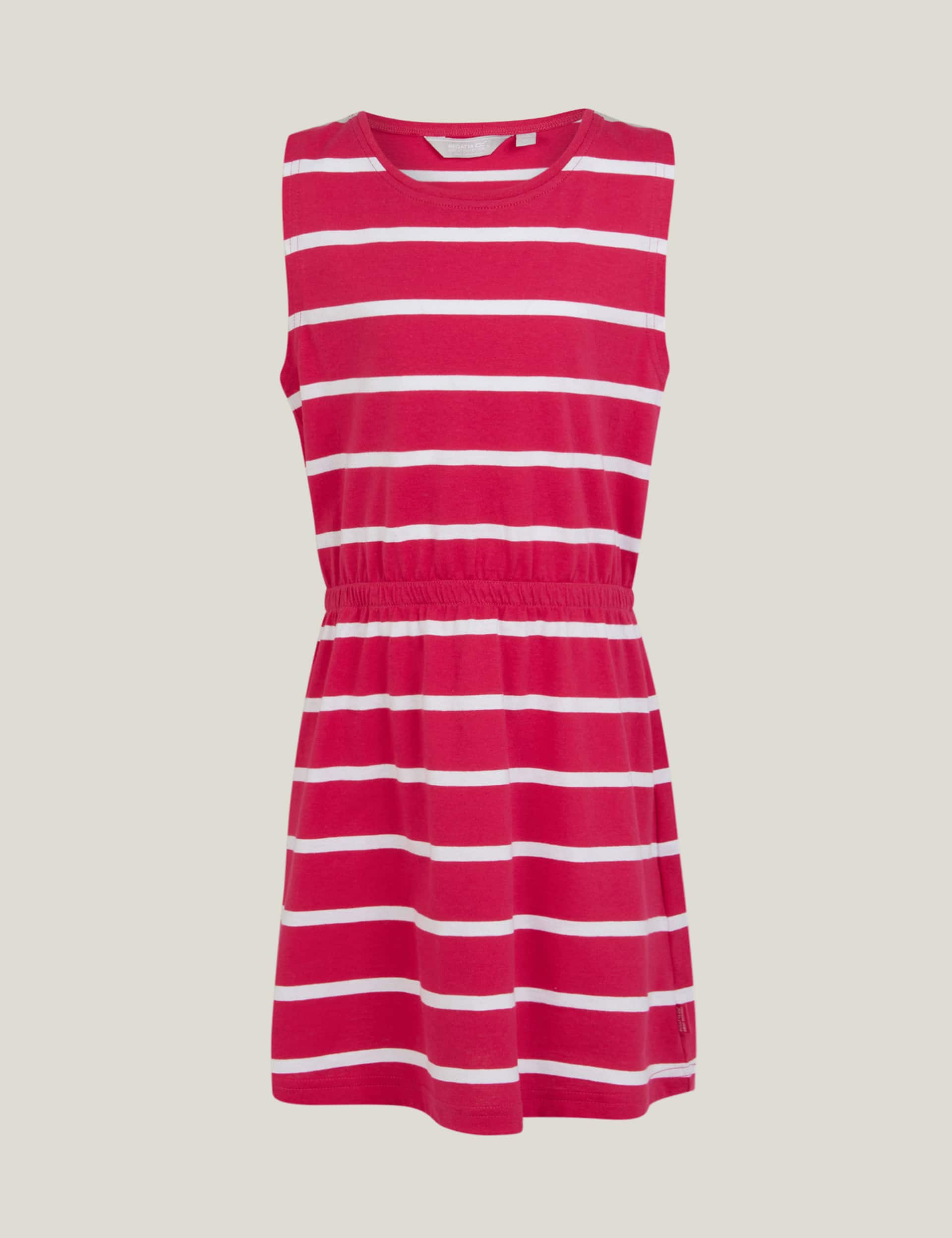 Regatta Girls Beylina Cotton Rich Striped Dress (3-14 Yrs) - 7-8 Y - Pink Mix, Pink Mix,Dark Blue Mi