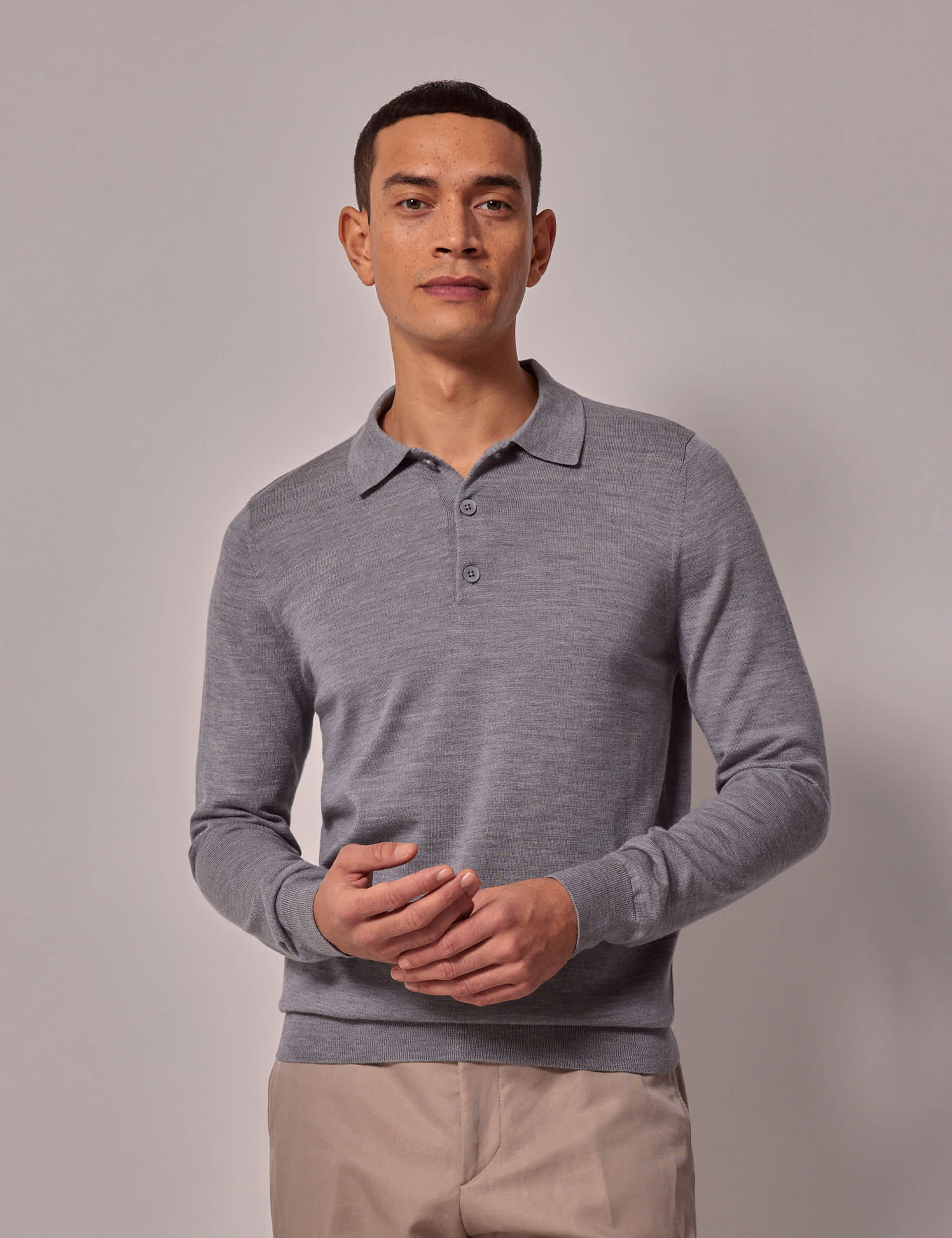 Hawes & Curtis Men's Pure Extra Fine Merino Wool Knitted Polo Shirt