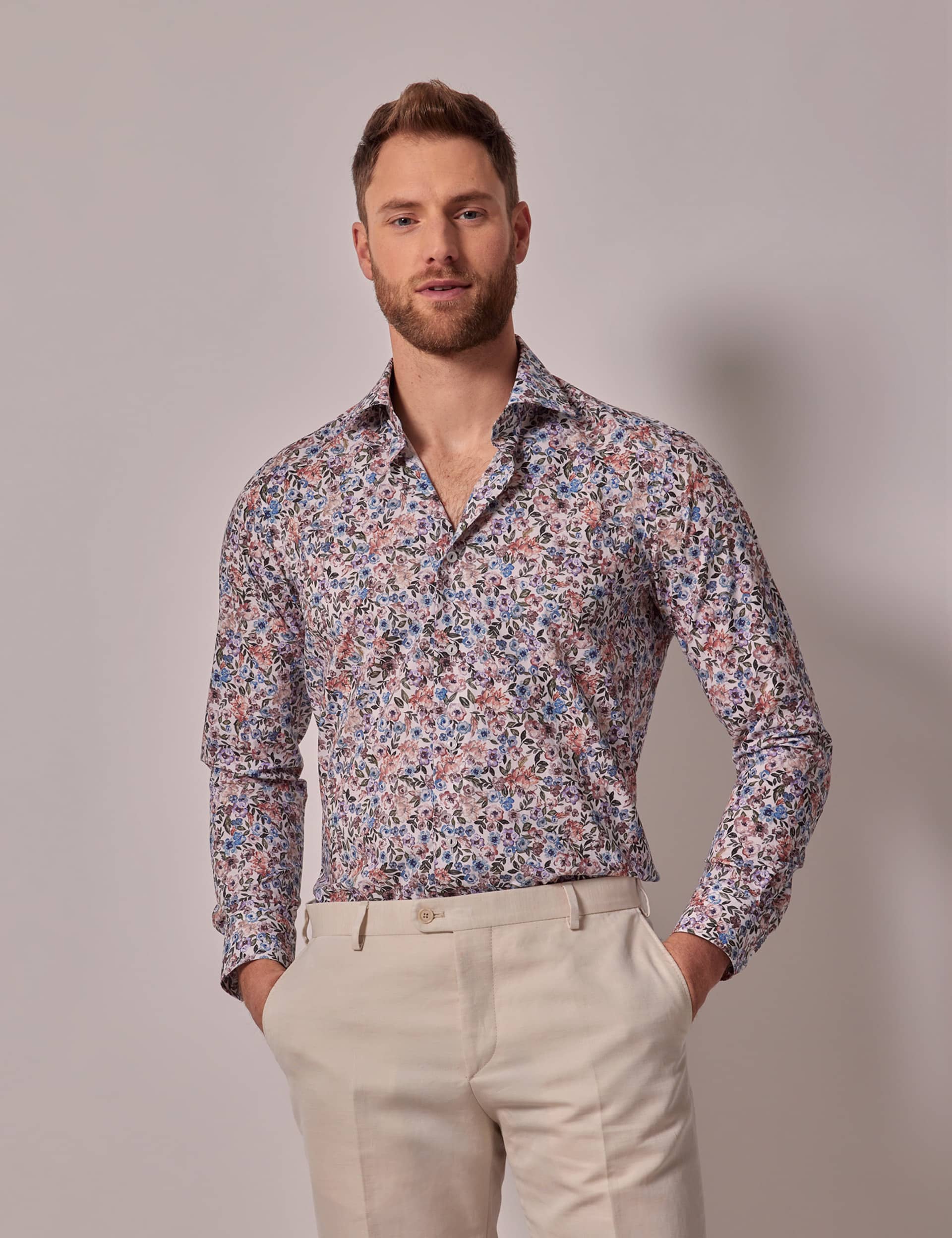 Hawes & Curtis Men's Pure Cotton Floral Shirt