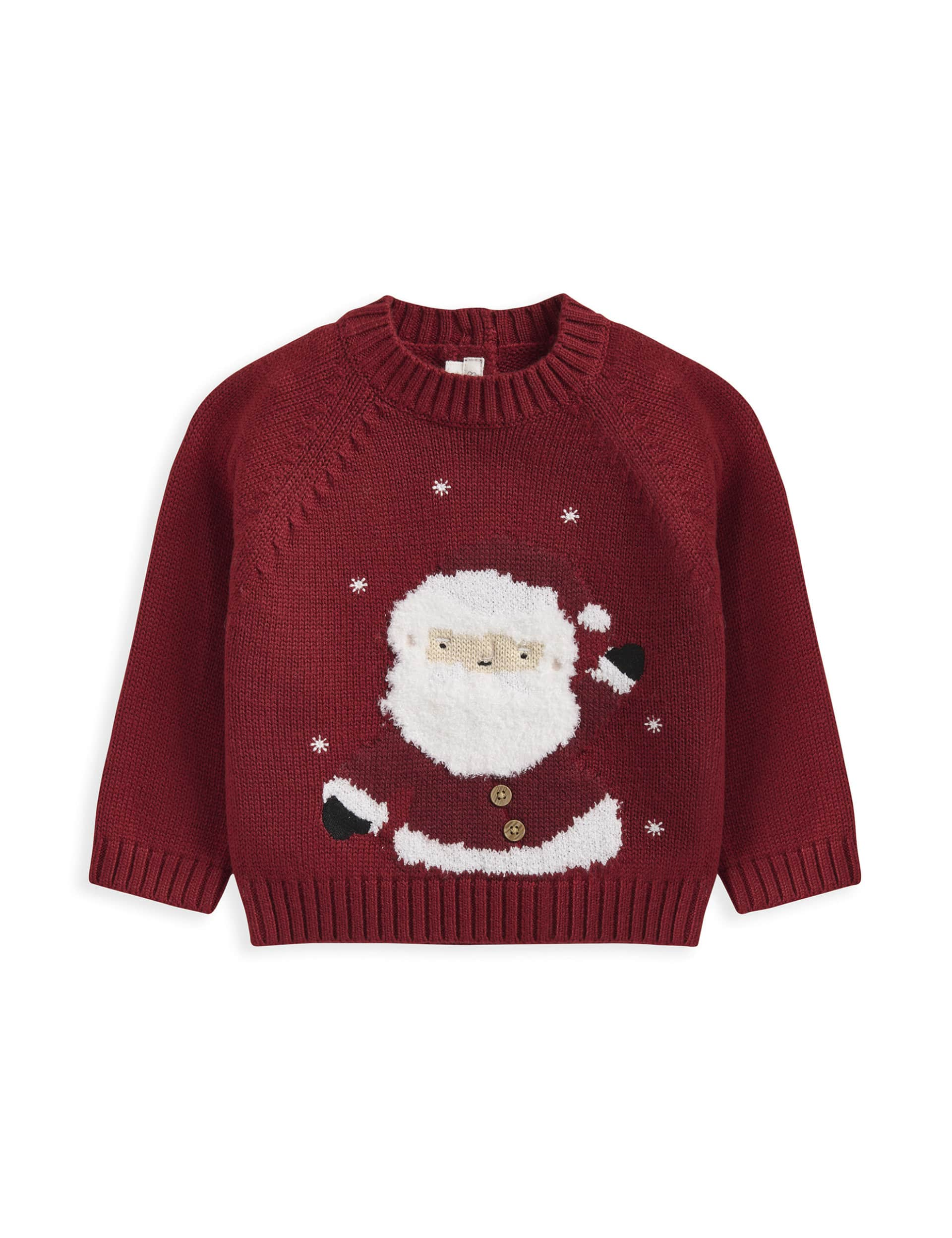 Mamas & Papas Knitted Christmas Jumper with Wool (0-3 Yrs) - 3-6 M - Red, Red