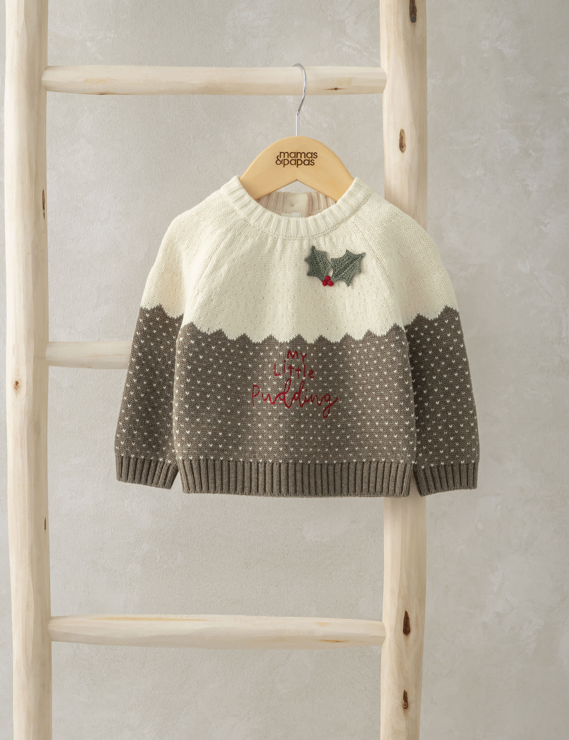 Mamas & Papas Pure Cotton Knitted Christmas Jumper (0-3 Yrs) - 3-6 M - Brown, Brown