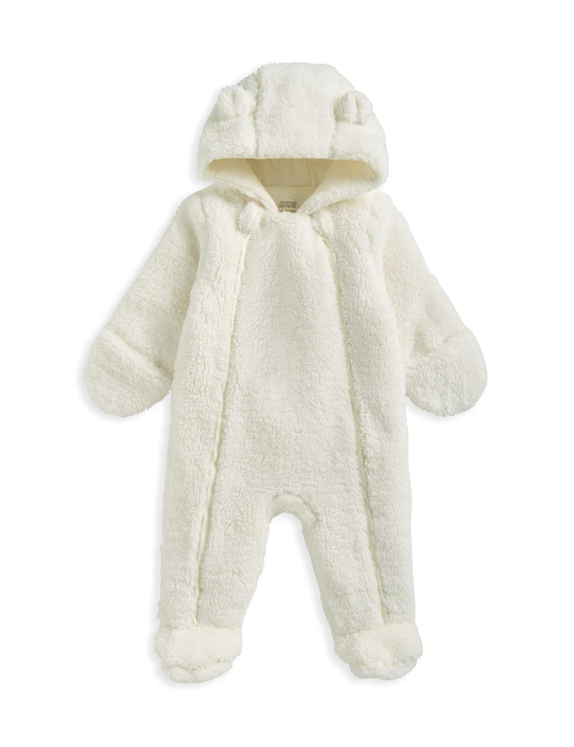 Mamas & Papas Borg Hooded Pramsuit (0-12 Mths) - 0-3 M - Cream, Cream