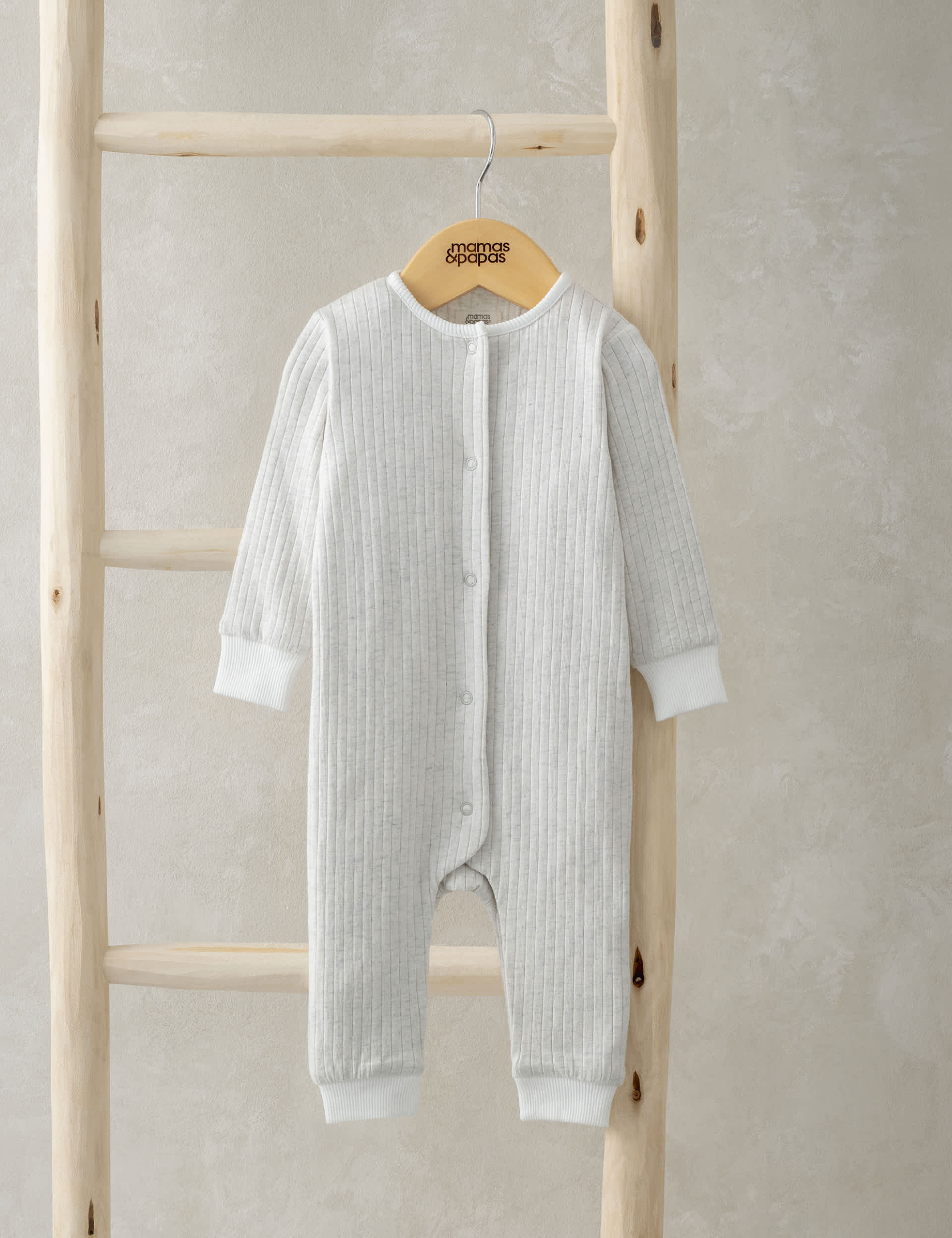 Mamas & Papas Pure Cotton Ribbed Romper (0-6 Mths) - UT1M - Grey, Grey