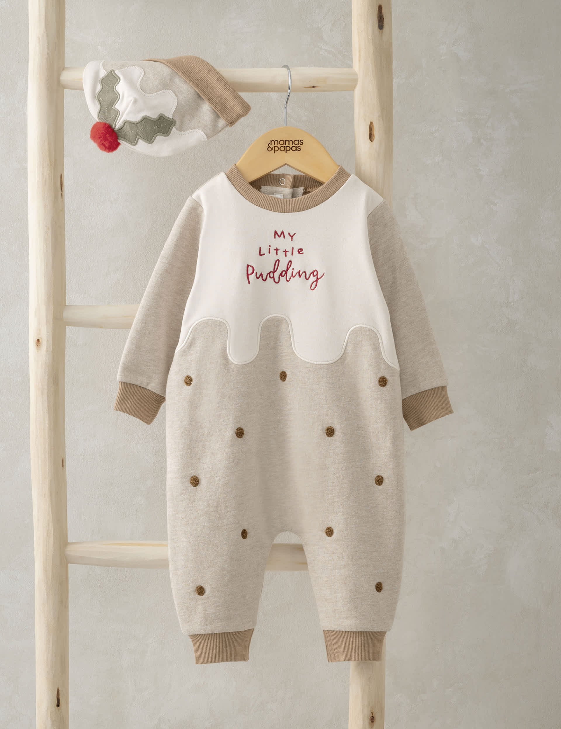 Mamas & Papas Little Pudding Christmas Romper & Hat (0-12 months) - 0-3 M - Multi, Multi