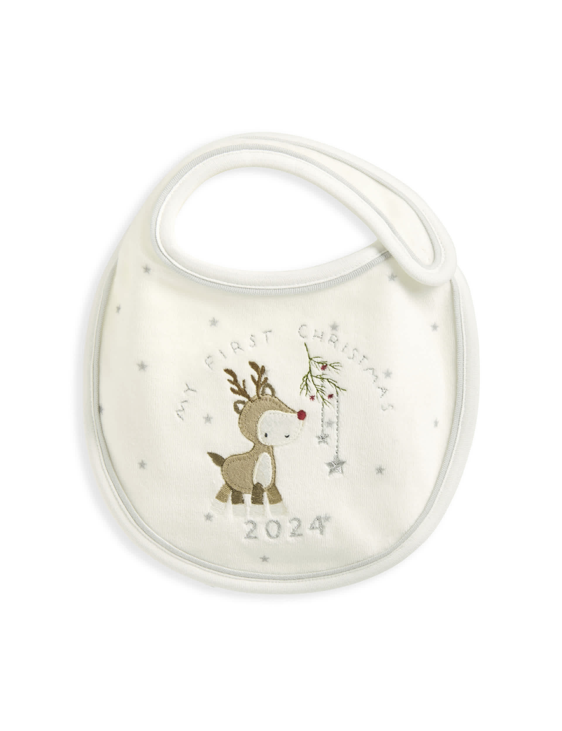 Mamas & Papas Cotton Rich My First Christmas Dribble Bib - White, White